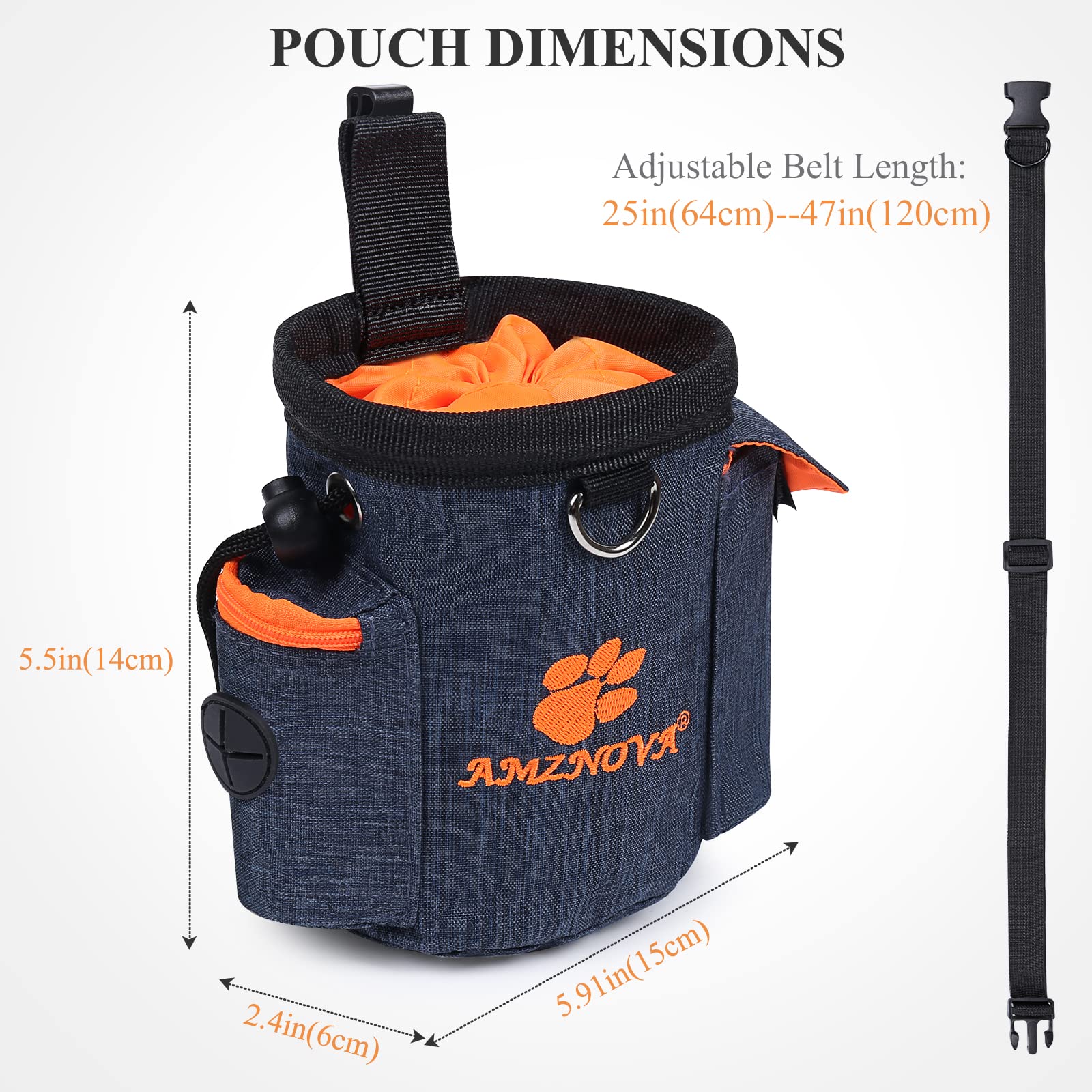 **AMZNOVA Dog Training Treat Pouch - 3 Cup Capacity, Adjustable Waistband & Built-in Poop Bag Dispenser - Multi-Purpose Portable Puppy Treat Bag for Walking, Hiking, and Outdoor Adventures (Heather Blue)**    *(Perfect for dog training, walks, hikes, and outdoor activities - keeps treats and essentials handy!)*