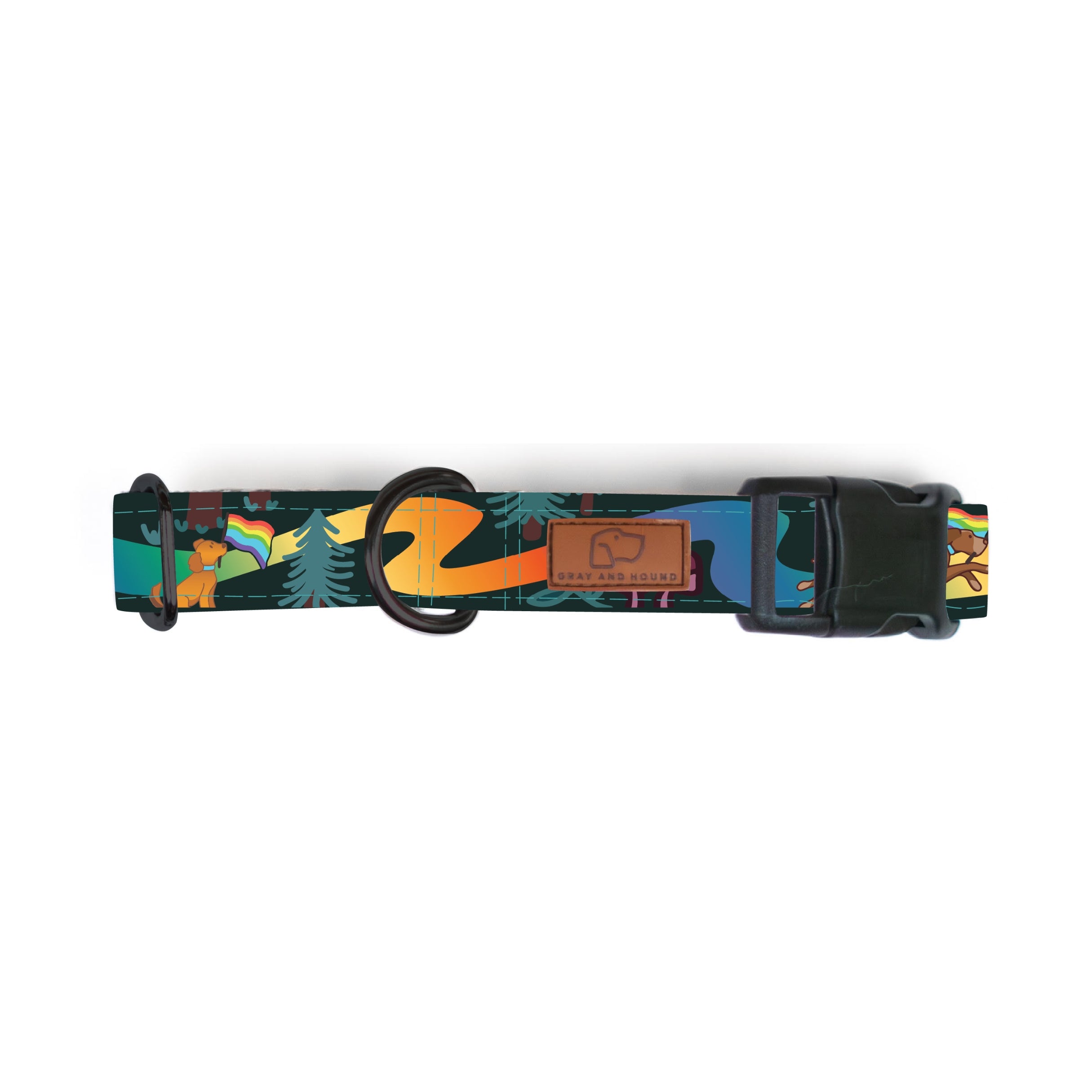 Rainbow Trail Reflective Dog Collar - Durable & Adjustable Pet Collar for Small, Medium & Large Dogs - Perfect for Night Walks, Hiking & Outdoor Adventures