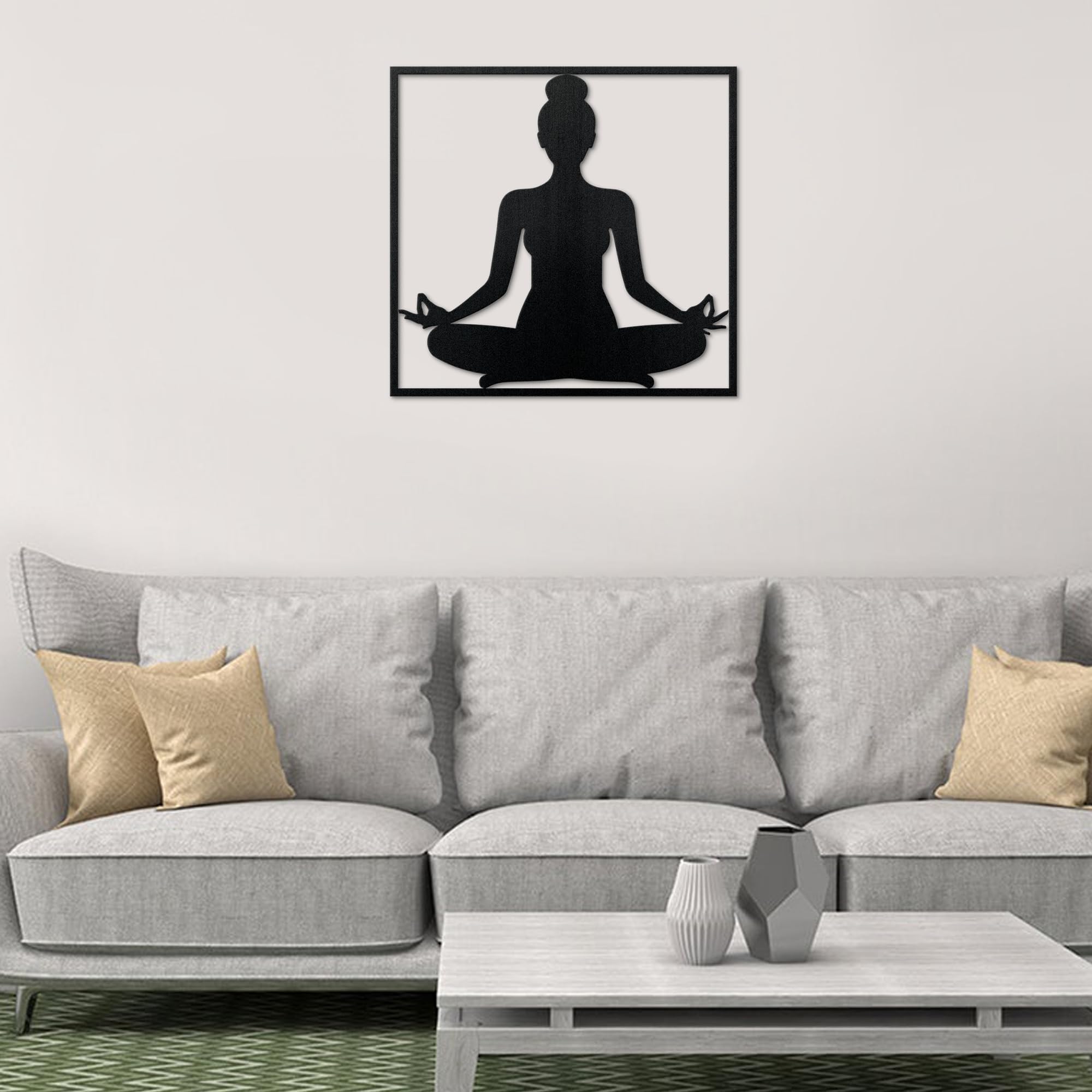 Zen Metal Wall Art - Yoga Meditation Wall Decor for Indoor & Outdoor - Boho Chic Metal Wall Hanging for Home, Office, Yoga Studio & Garden Decor