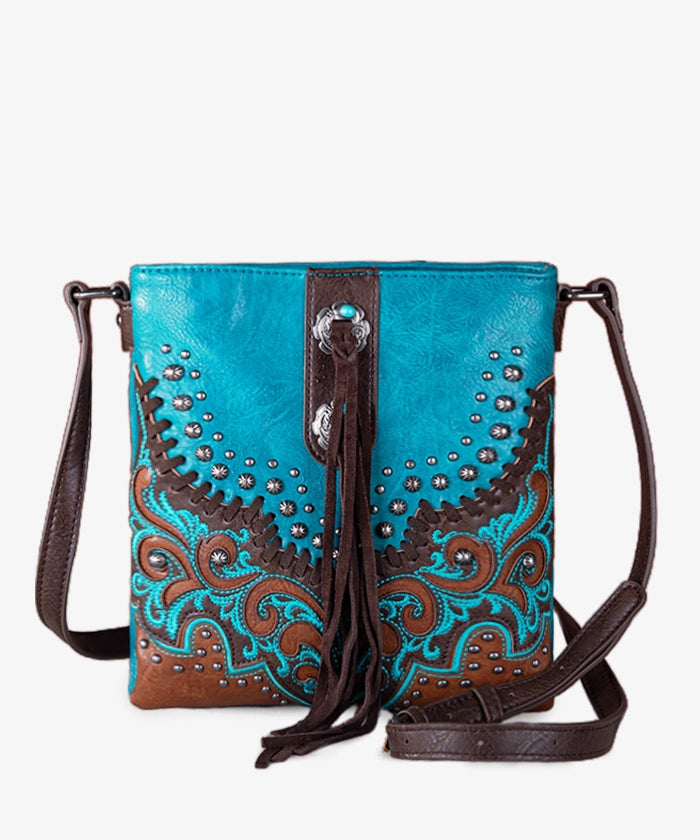 Montana West Embroidered Studded Crossbody Bag for Women - Stylish Leather Shoulder Purse for Daily Use, Travel & Shopping