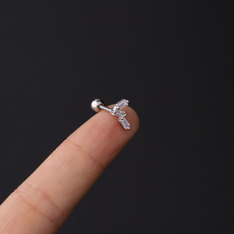 16G Geometric Daith Gold Stud Earrings for Women - 14K Gold Plated Cartilage Piercing Jewelry - Perfect for Daily Wear, Parties & Gifts | HSPJ333