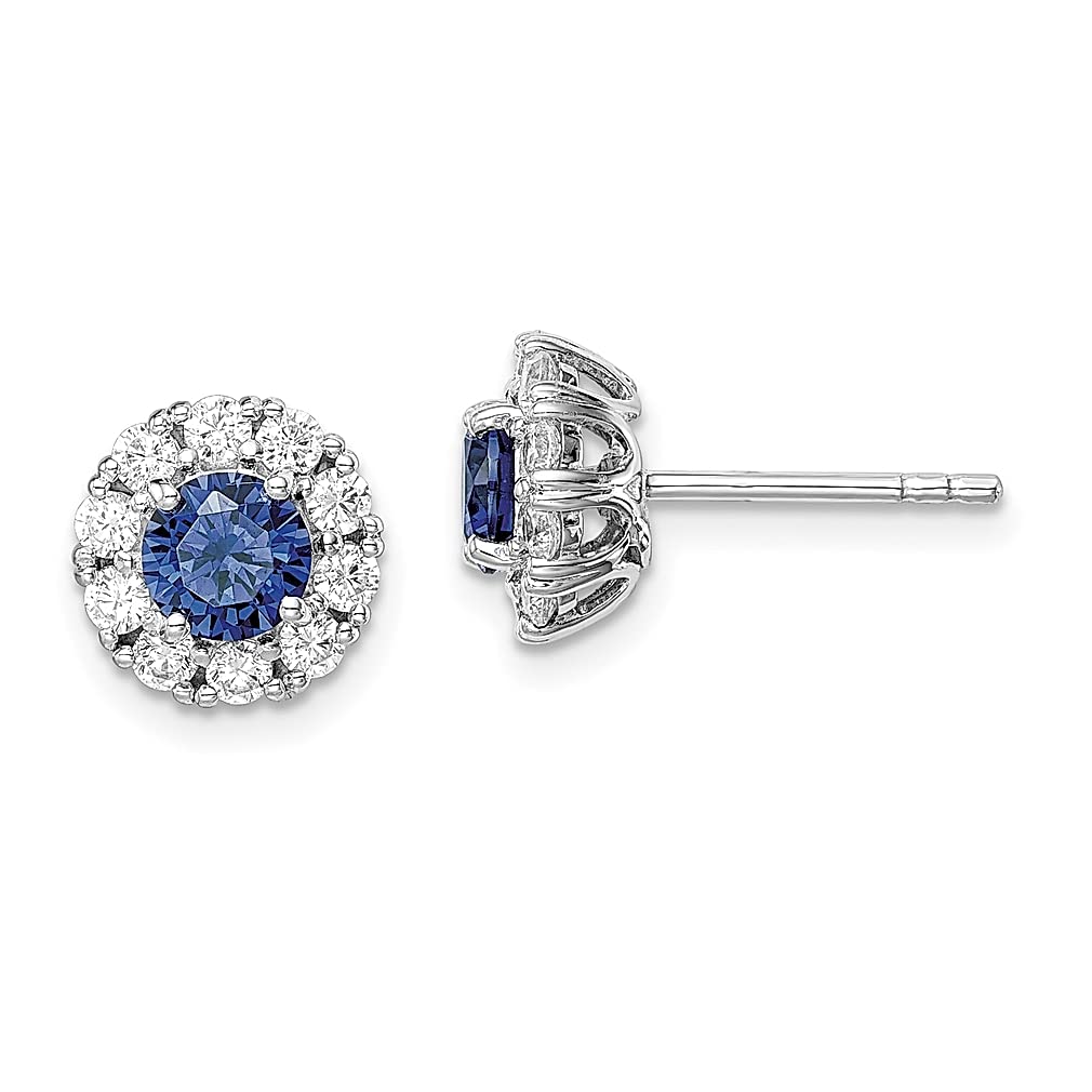 925 Sterling Silver Blue & White Cubic Zirconia CZ Halo Stud Earrings for Women - Elegant Ball Post Fine Jewelry - Perfect Gift for Her, Birthday, Anniversary & Special Occasions