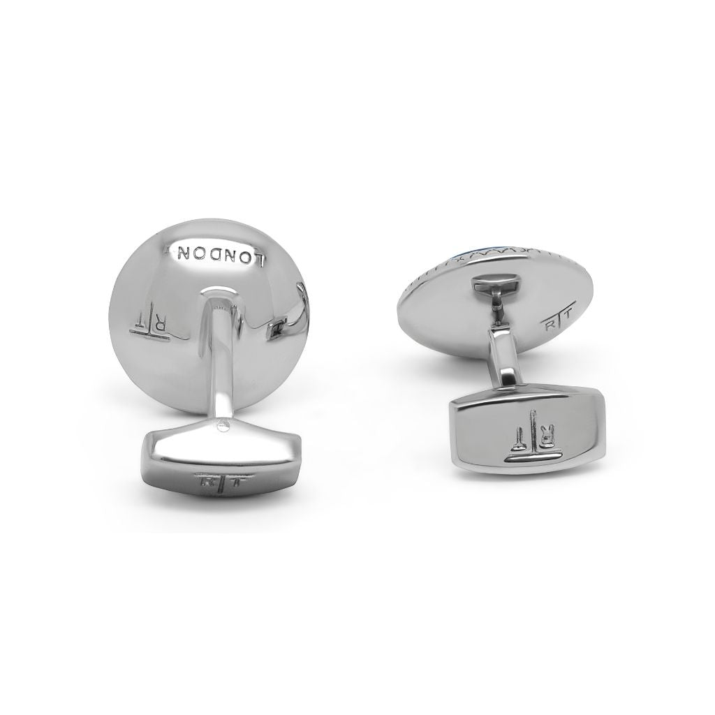 TATEOSSIAN Bullseye Semi Precious Stone Cufflinks for Men - Black Onyx & Silver - Perfect for Weddings, Business Attire & Formal Events