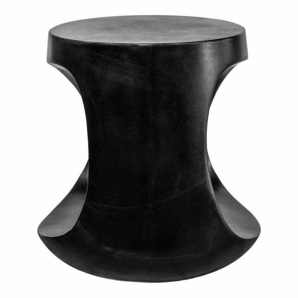 17.75 Inch Outdoor Stool Black Contemporary - Modern Patio Furniture for Garden, Poolside, and Backyard Relaxation