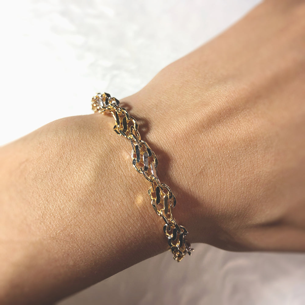 9ct Two Tone Gold Filled 19cm Singapore Link Bracelet for Women - Elegant Fashion Jewelry Gift for Birthday, Anniversary & Special Occasions