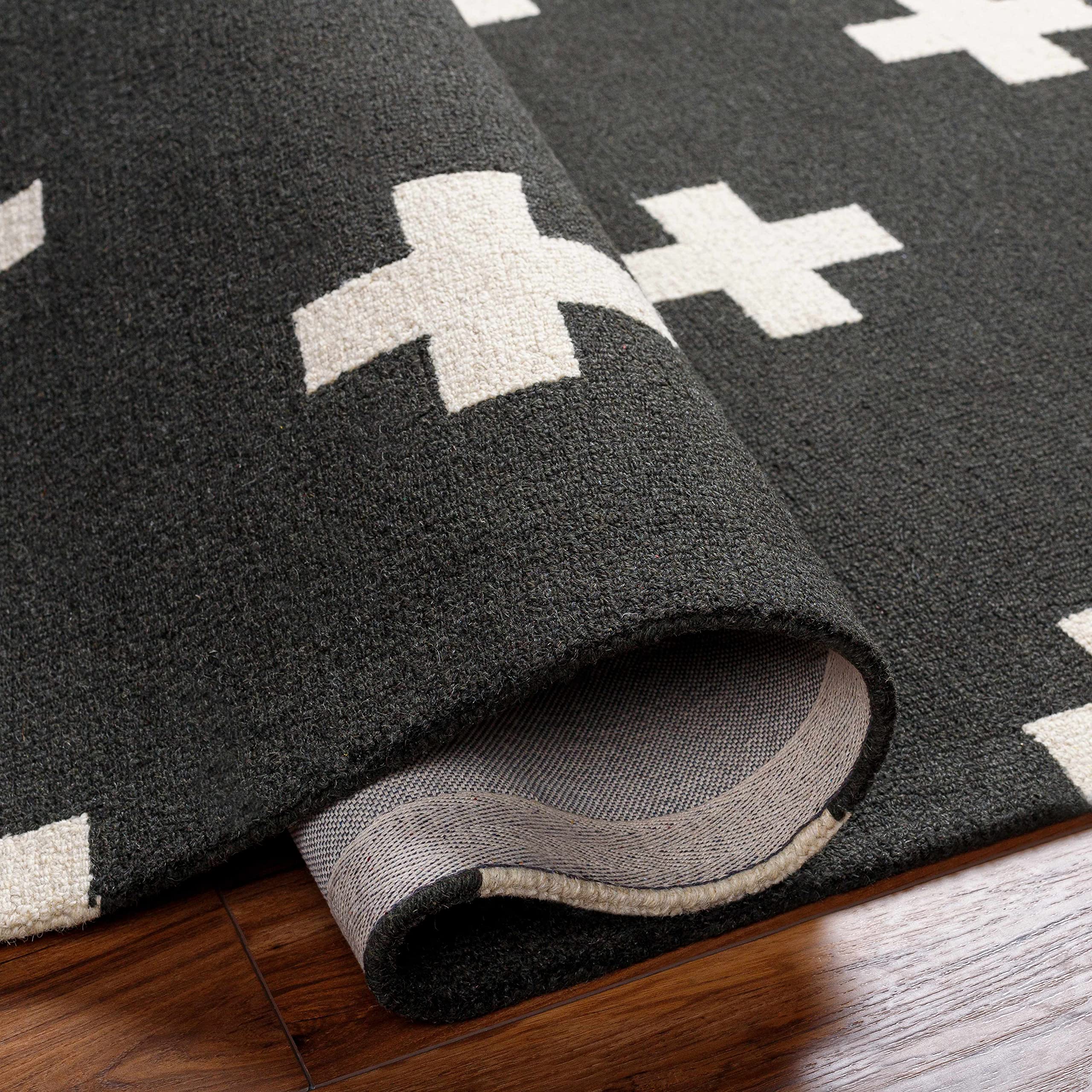 Hauteloom Shawanee Wool Area Rug 3' x 5' - Modern Black & White Handmade Rug for Living Room, Bedroom - Soft & Durable Home Decor - Perfect for Cozy Spaces, Home Office & Nursery