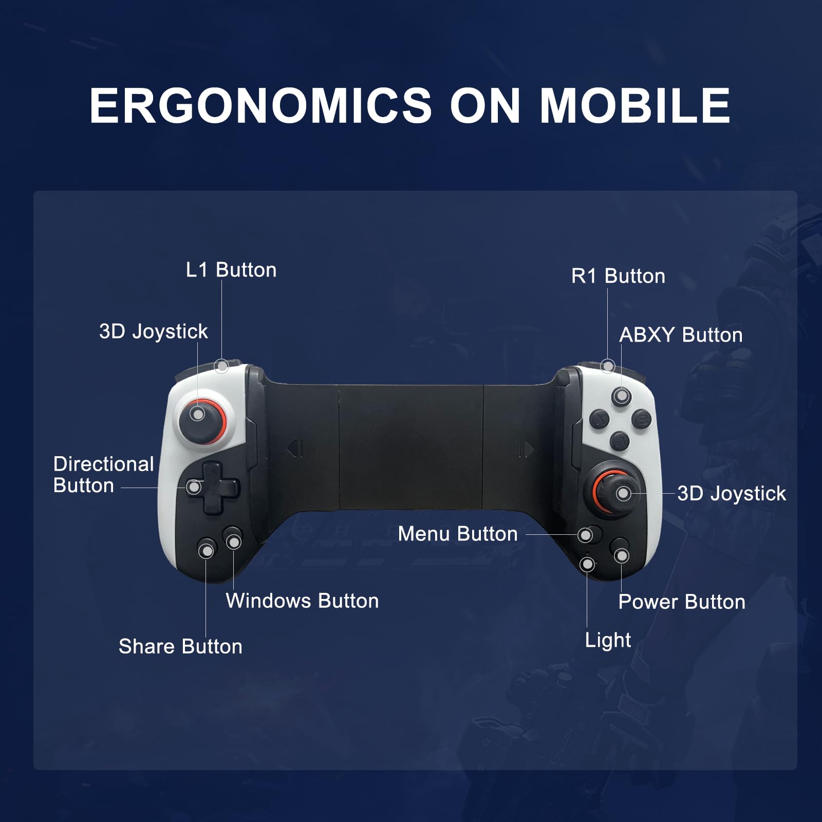 Snail Bear Wireless Gaming Controller - Compatible with iPhone, Android, PC & Nintendo Switch | MFi Certified for Apple Arcade | Retractable Mobile Gamepad for PUBG, Fortnite & Call of Duty Mobile