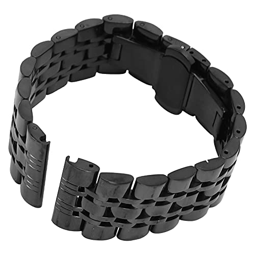 Premium Stainless Steel Watch Band - Adjustable Replacement Strap for Men & Women - Durable Black Metal Watch Strap for Everyday Wear, Office, Travel & Sports