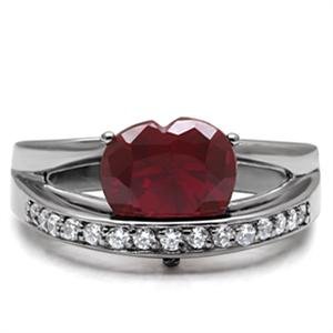 Ruby Red Heart Cubic Zirconia Ring - Elegant Sterling Silver Jewelry for Women | Perfect for Valentine's Day Gifts, Anniversary Presents & Romantic Occasions