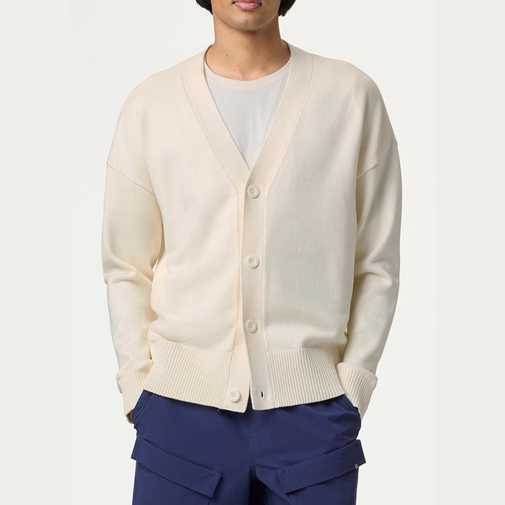 Men's Baseline Tennis Cardigan - Lightweight Knit Sweater for Casual Wear & Sports - Gardenia Color - Perfect for Tennis, Golf & Everyday Outfits