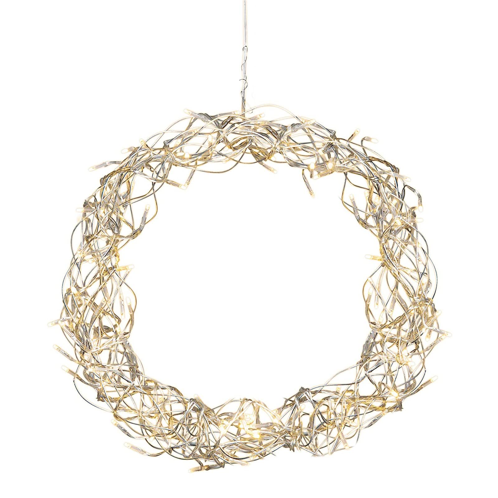 30cm White Mesh LED Wreath with Warm Gold Lights - Christmas Home Decor, Holiday Party & Wedding Decoration Crafts