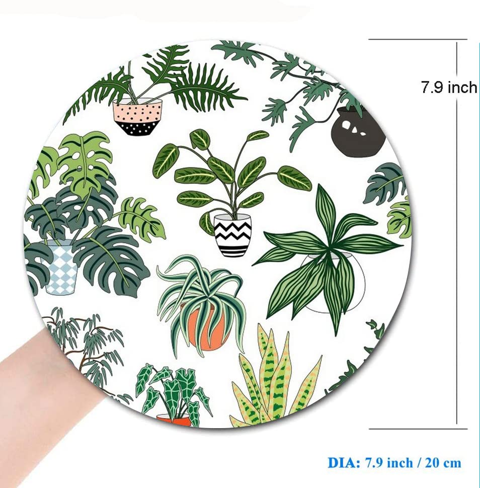 Ergonomic Round Mouse Pad with Non-Slip Rubber Base - Washable Gaming Mouse Mat with Lycra Cloth Surface - Cute Potted Plant Design for Office & Home Desk - Perfect for Wireless Mouse, Laptop & PC Gaming (Ideal for Work, Gaming & Daily Computer Use)