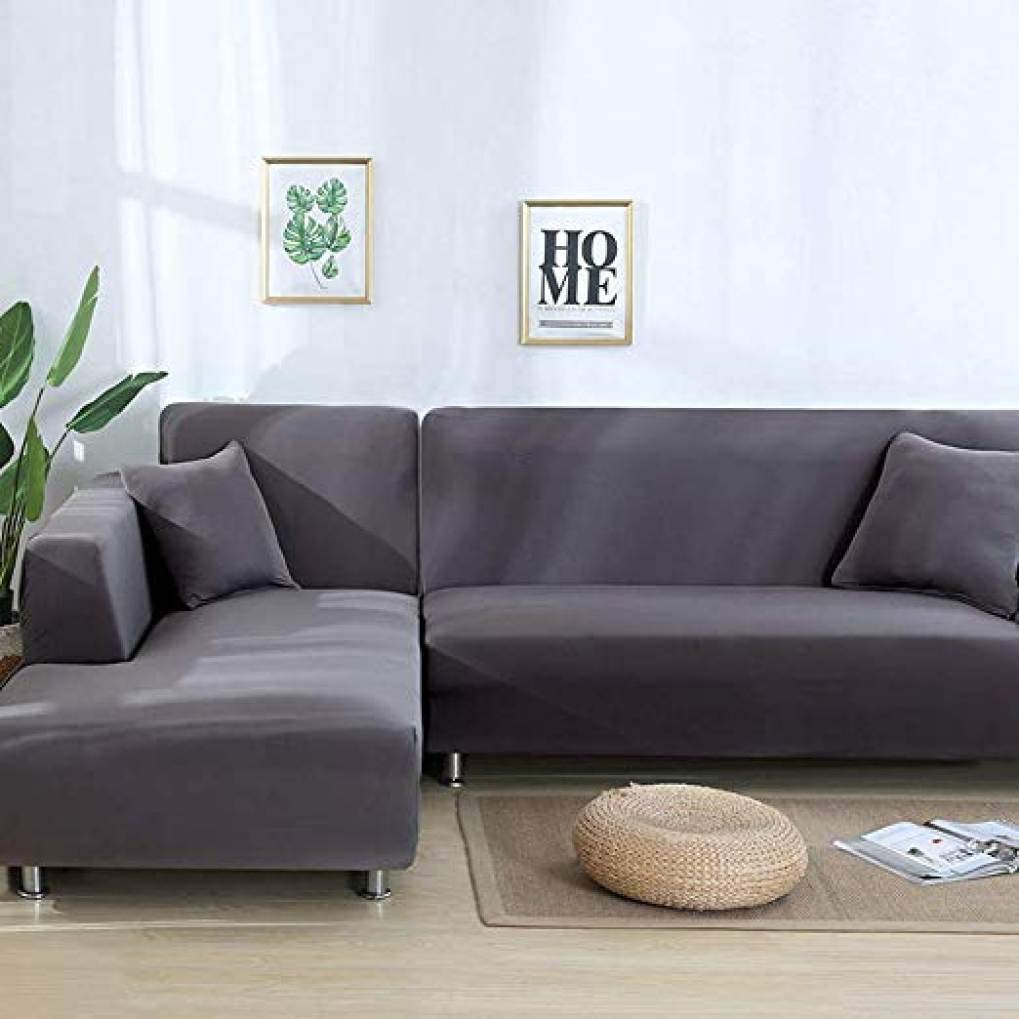 1PC Navy Blue Elastic Anti-Dust Sofa Cover - Stretchable L-Shape Sectional Couch Slipcover for Living Room, Home Decor & Pet Protection