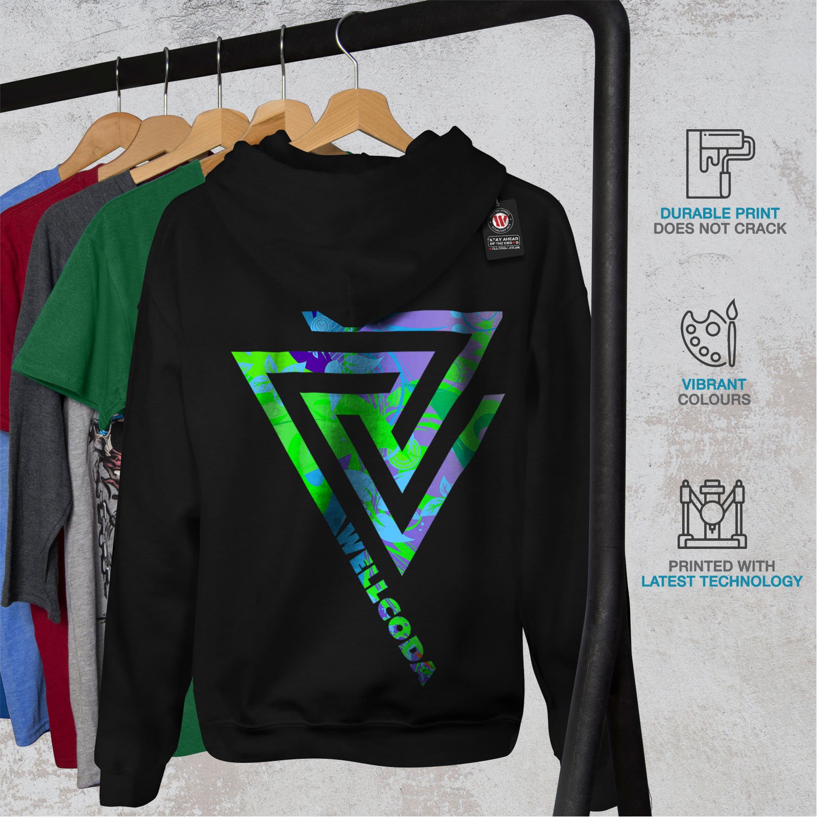 Wellcoda Modern Symbolism Abstract Print Men's Hoodie - Stylish Pullover Sweatshirt with Artistic Back Design for Casual Wear & Street Fashion
