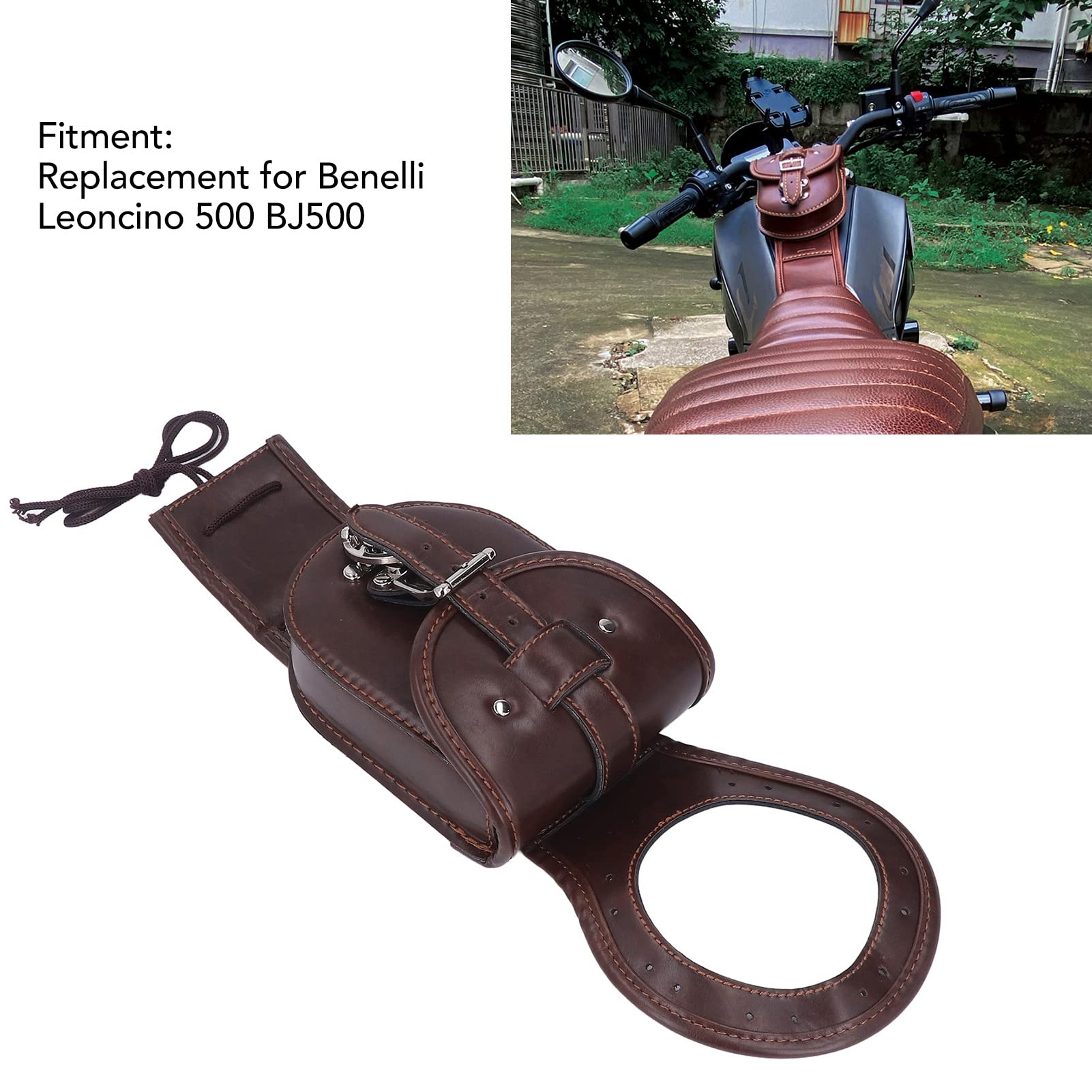 OUKENS Waterproof Motorcycle Tank Bag - Genuine Leather Brown Vest Bag for Benelli Leoncino 500 BJ500 | Perfect for Commuting, Touring & Adventure Riding