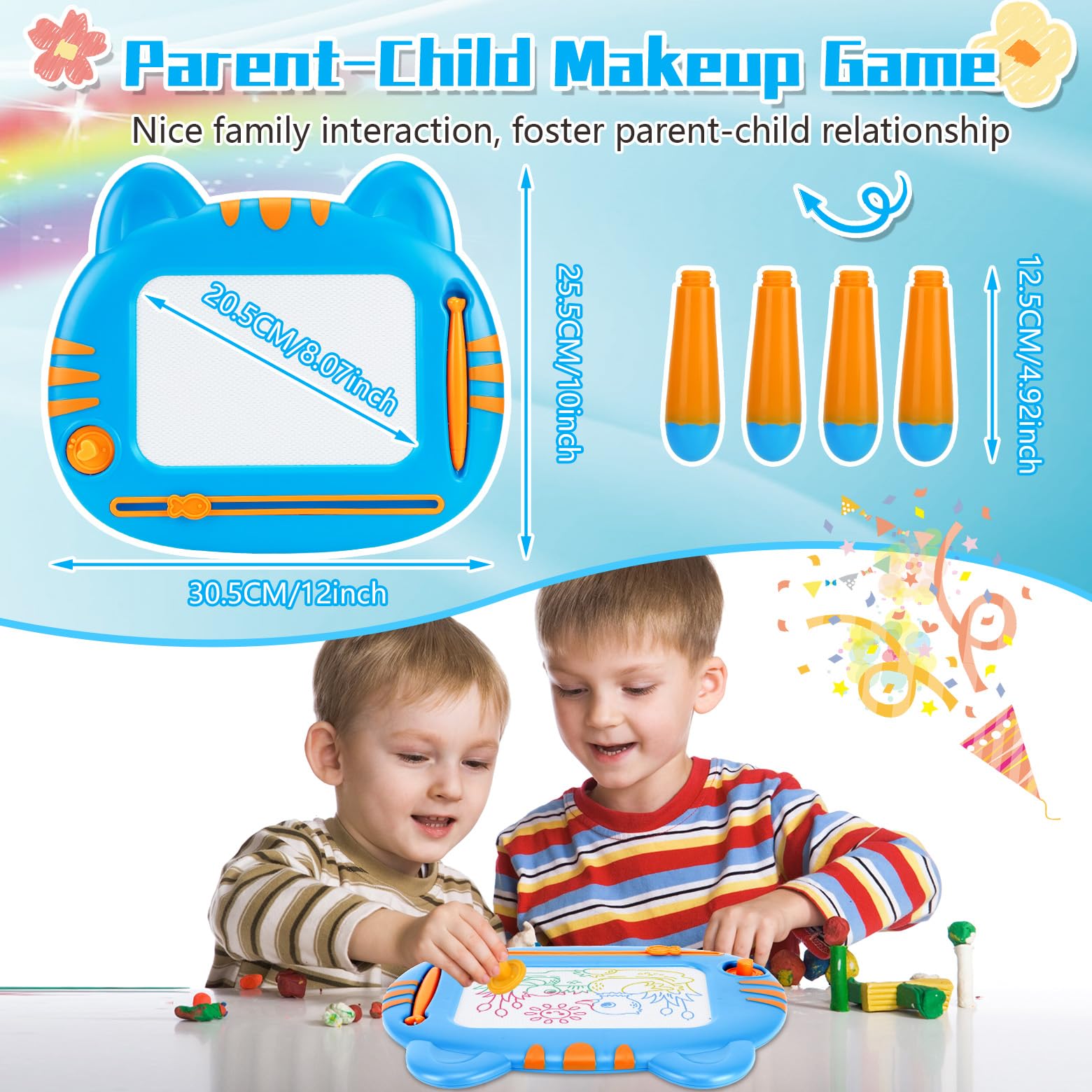 Magnetic Drawing Doodle Board for Toddlers 1-3 Years Old - Educational Learning Toy for Boys & Girls 18+ Months - Perfect Christmas Birthday Gift for Kids - Fun Creative Play at Home, Travel & Preschool