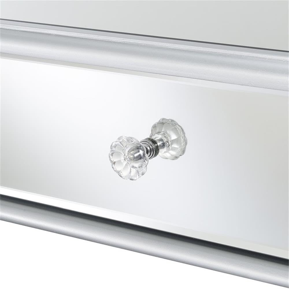 Modern Silver Glass One-Drawer Desk & Console Table - UrbanPro Contemporary Home Office & Entryway Furniture for Small Spaces