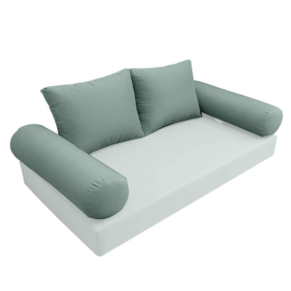 MH GLOBAL Full Knife Edge Bolster & Back Pillow Cushion Outdoor Slip Cover - Waterproof Patio Furniture Cushion Cover for Sofa, Chair, Bench (Style1 - AD002) | Perfect for Backyard, Poolside & Garden Decor