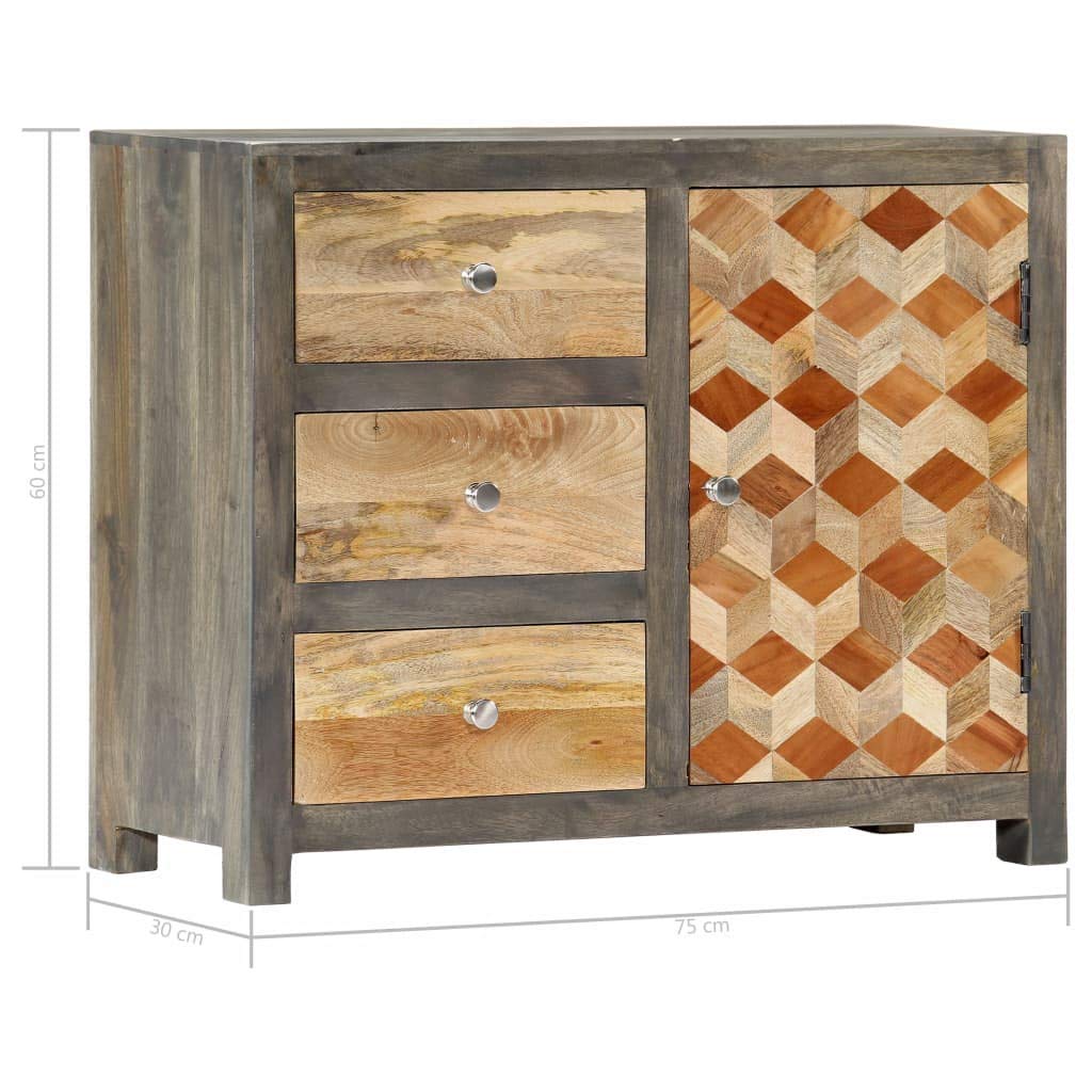 Modern Sideboard Cabinet - Solid Mango Wood Storage Unit with Drawers (29.5