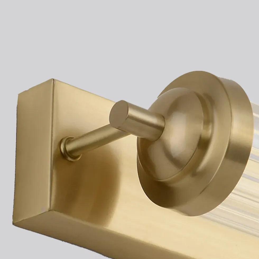 Gold Ribbed Wall Light for Bathroom - Modern Sconce Lighting Fixture for Vanity, Mirror, or Shower Area - Perfect for Home Decor and Ambiance