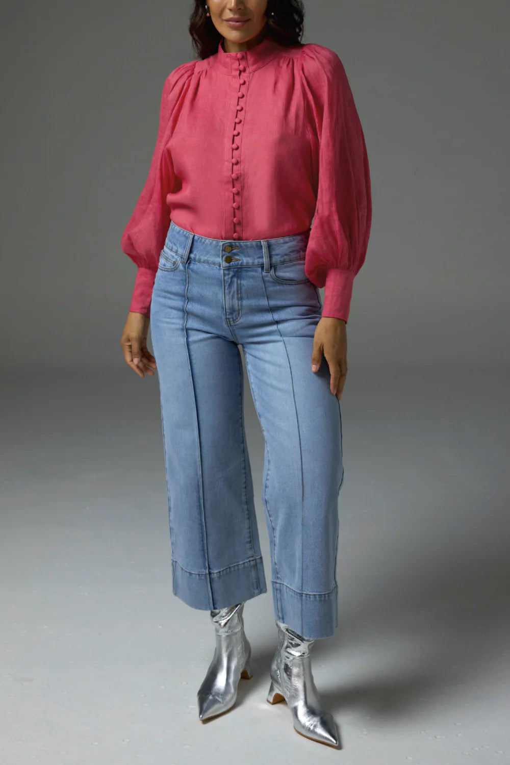 Atlas Punch Long Sleeve Blouse with Front Buttons - Elegant Women's Tops for Work, Office & Casual Wear