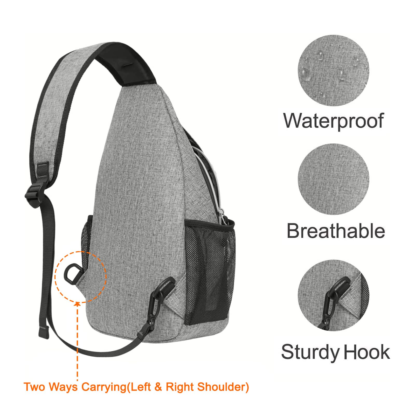 MOSISO Sling Backpack for Men & Women - Waterproof Crossbody Shoulder Bag, Lightweight Travel Hiking Daypack for Outdoor Activities, Commuting, and Gym Use