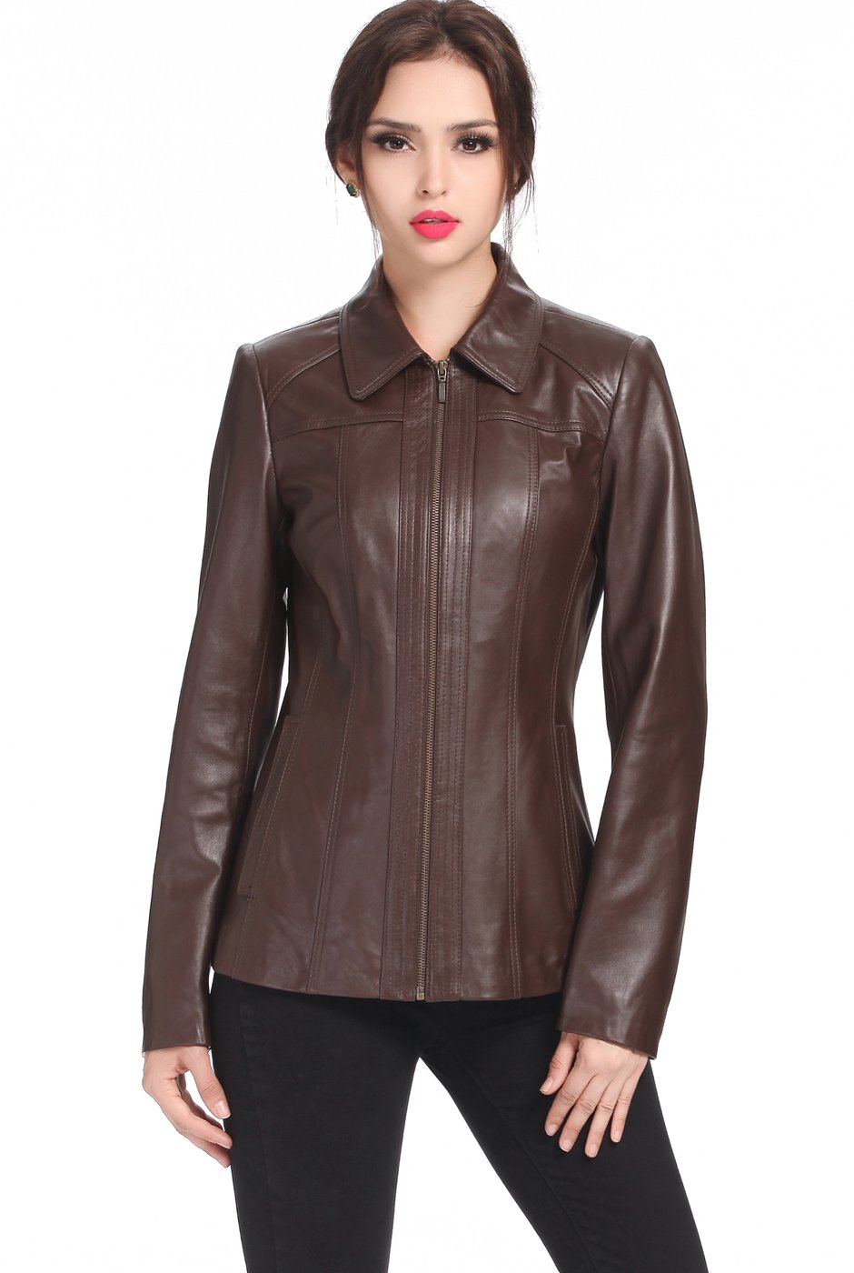 BGSD Women's Ellen Lambskin Leather Jacket - Genuine Soft Leather, Plus Size & Petite Options Available | Stylish Outerwear for Fall, Winter & Date Nights
