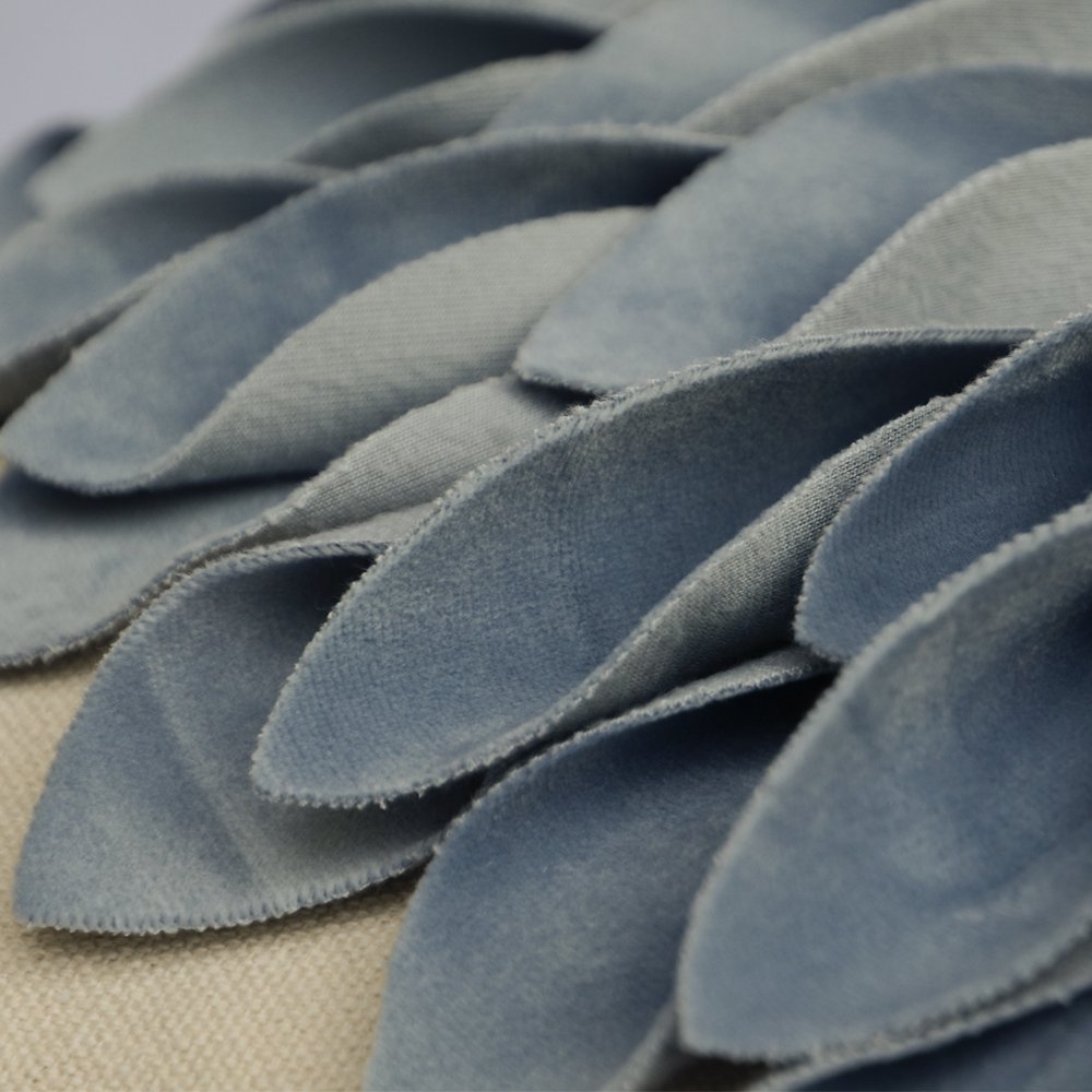Handmade 18x18 Inch Blue 3D Sunflower Throw Pillow Covers - Farmhouse Decor for Couch, Living Room & Bedroom - Soft Decorative Pillow Cases for Home, Sofa and Seasonal Decor