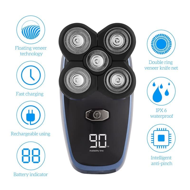 Best Electric Razor for Men - 5D Floating Head USB Rechargeable Shaver with Bald Clipper & Beard Trimmer | Waterproof & Washable | Perfect for Travel, Home & Gym Use