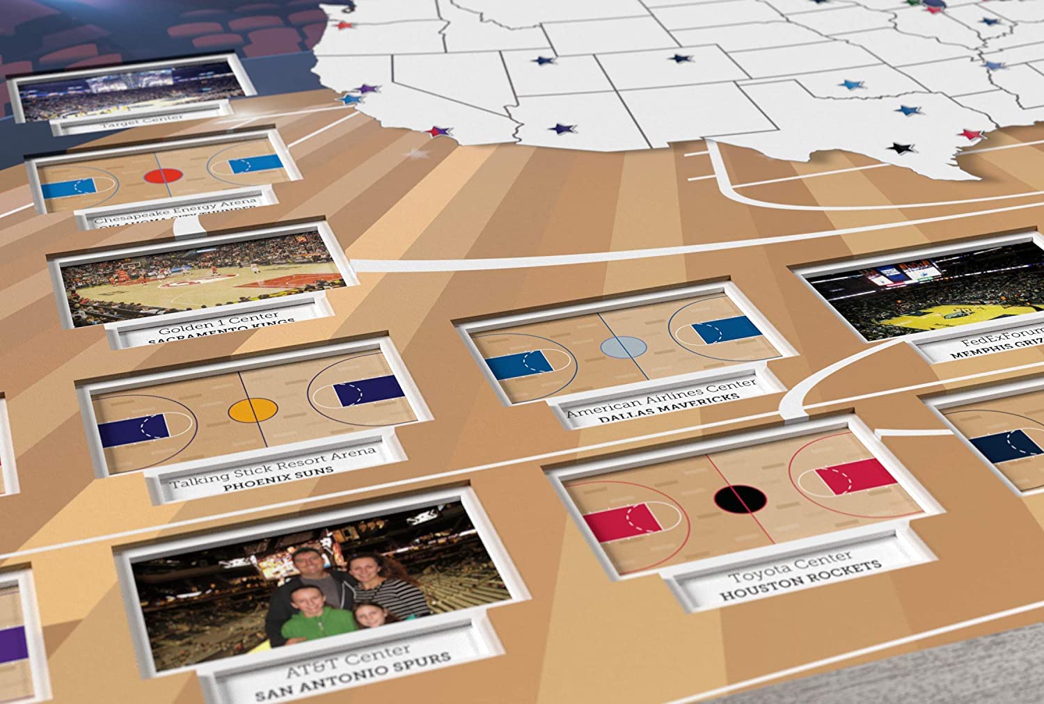 Custom Basketball Court Photo Map - Personalized Sports Decor for Home & Office - Made in USA (Frameless) - Perfect Gift for Basketball Fans & Sports Enthusiasts