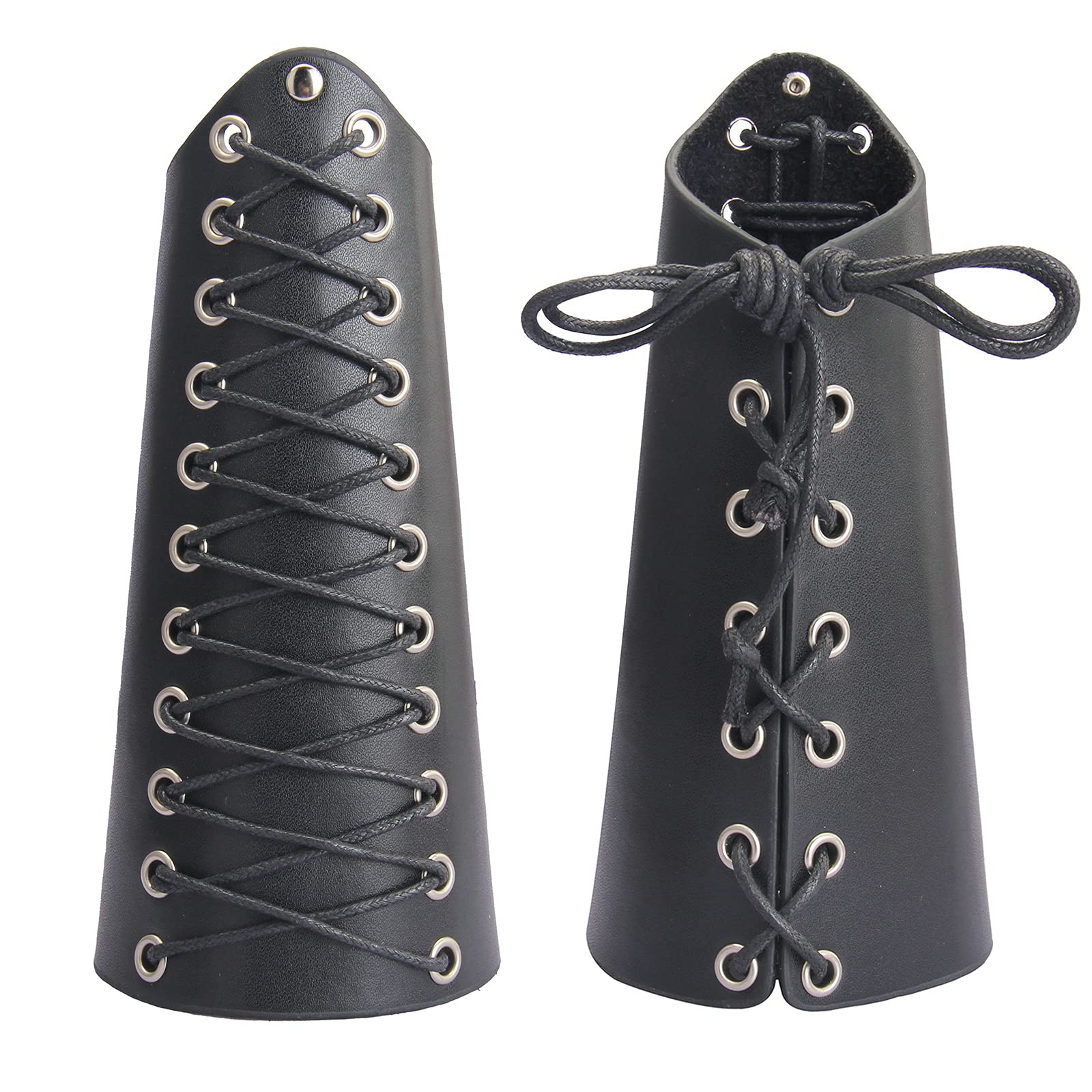 Viking Bracers - Medieval Leather Arm Armor Cuffs & Gauntlets (2-Pack) for Men & Women | Punk Style Wristbands for LARP, Cosplay & Renaissance Fairs