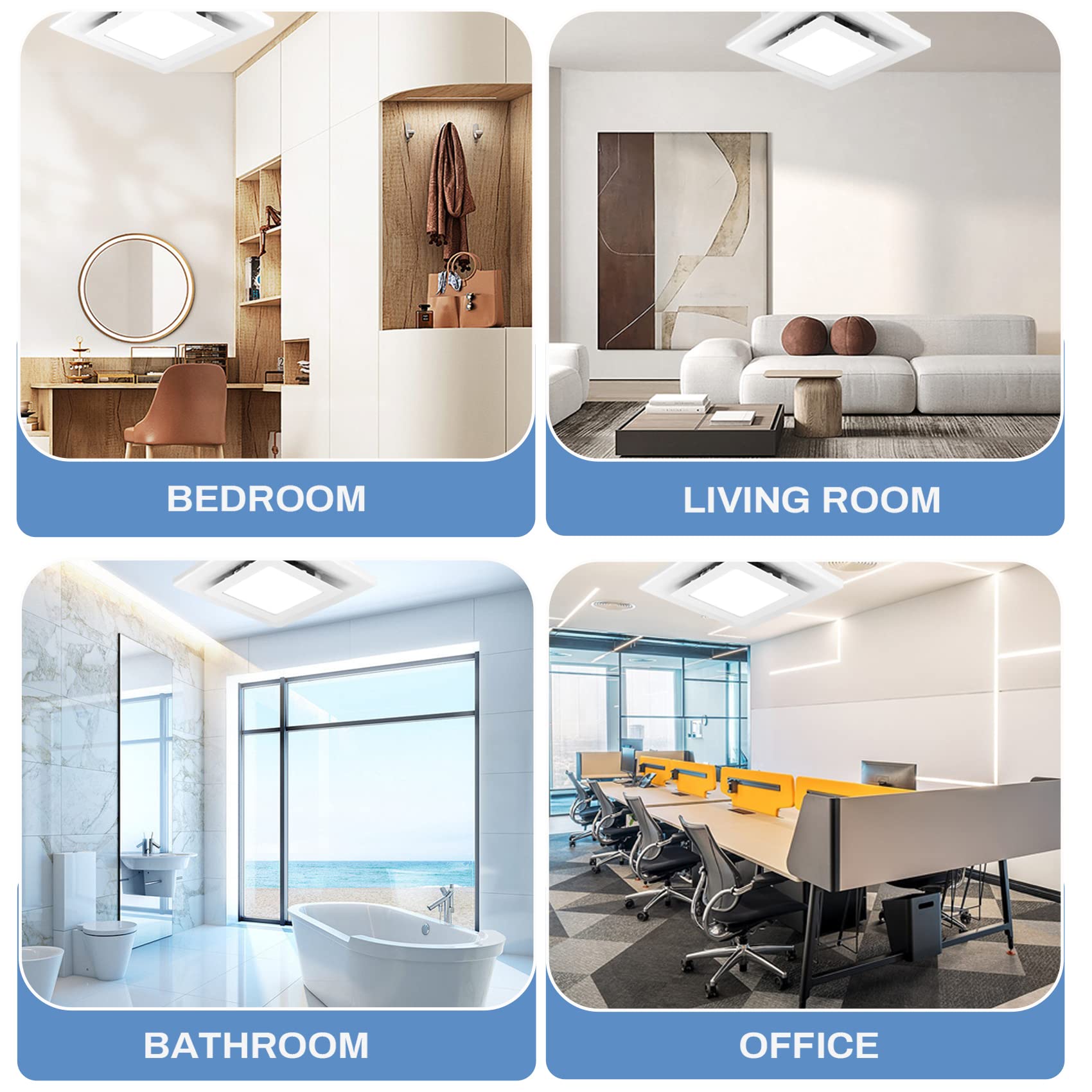 Ultra Quiet Bathroom Exhaust Fan with LED Light (3000K/4000K/6000K Color Changing) - 1.0 Sones, 110 CFM, White Ventilation Fan for Bathroom, Shower, Restroom, Home & Office - Perfect for Moisture Control and Air Circulation in Small to Medium Spaces