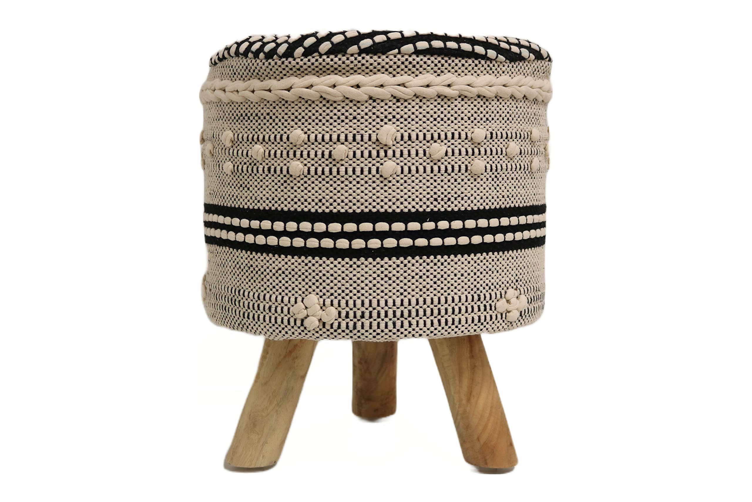 Home & Manor 16-Inch Round Cotton Stool - Soft, Durable & Versatile for Living Room, Bedroom, or Nursery Seating