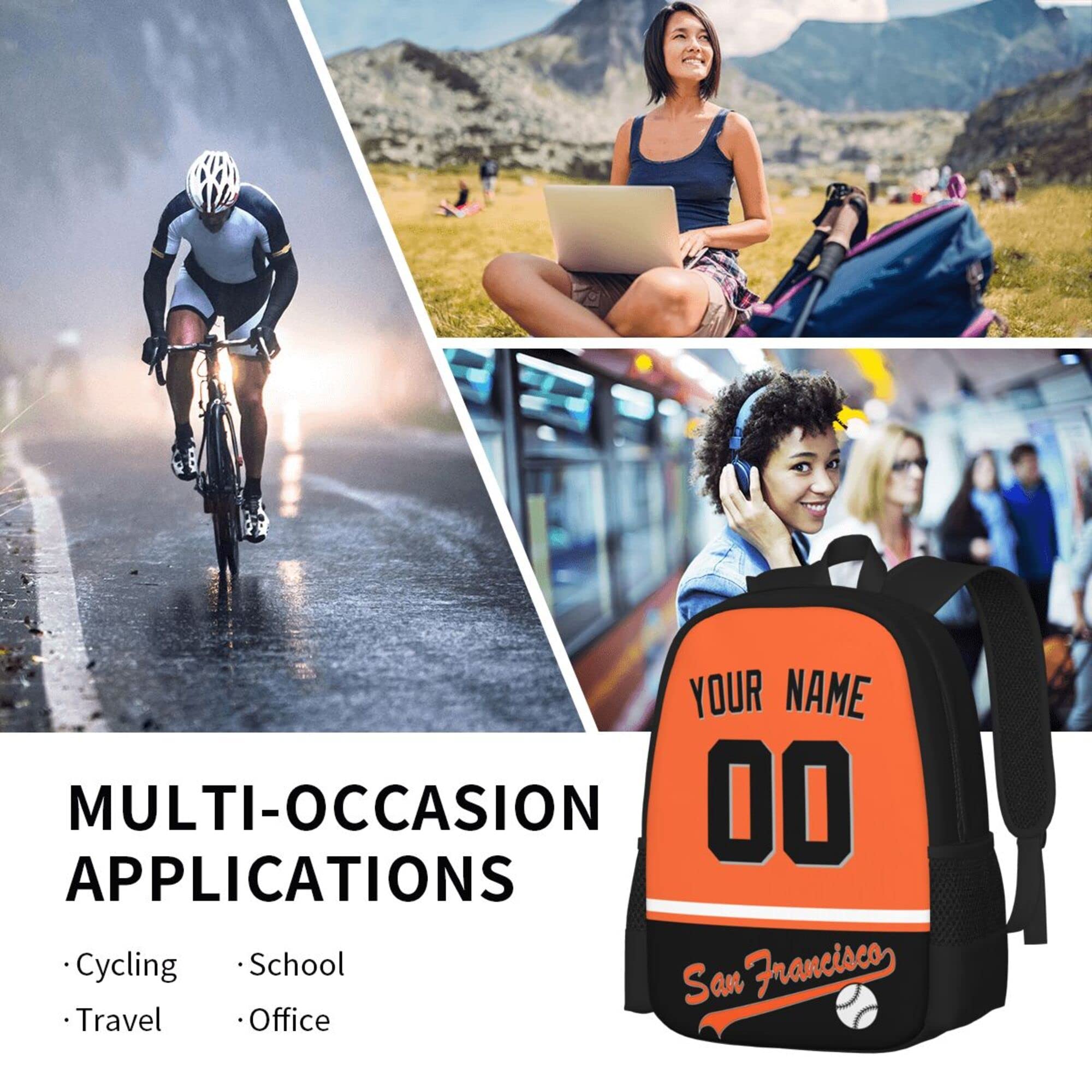 ANTKING San Francisco Backpack - High Capacity Customizable Name & Number Backpack for Kids, Men & Fans - Perfect for School, Travel & Sports Events