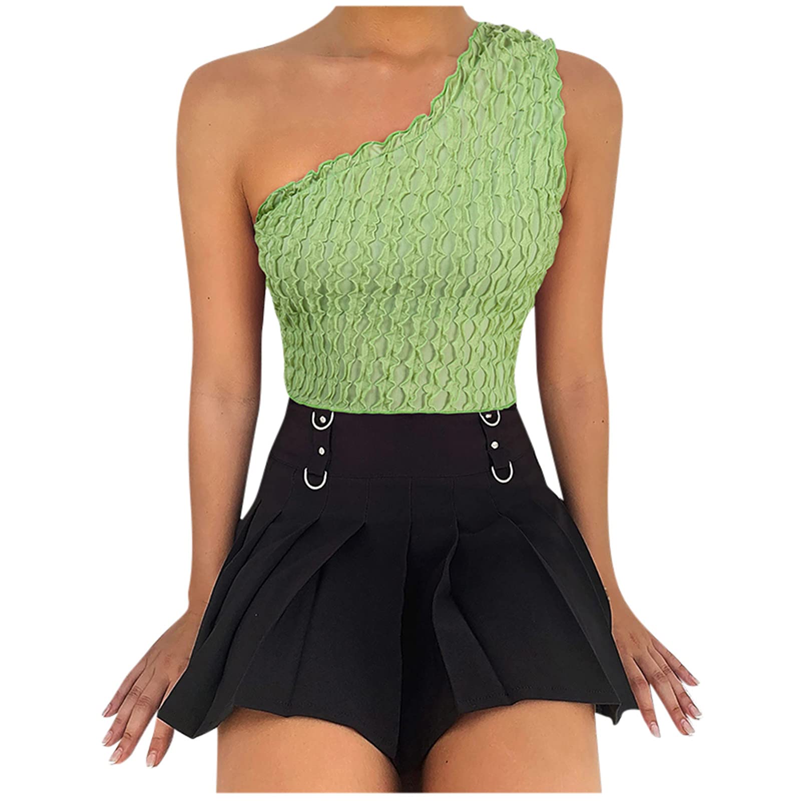 White High Neck Sleeveless Women's Crop Tank Top - Summer Halter Deep Compression Shirt for Yoga, Workout & Casual Wear