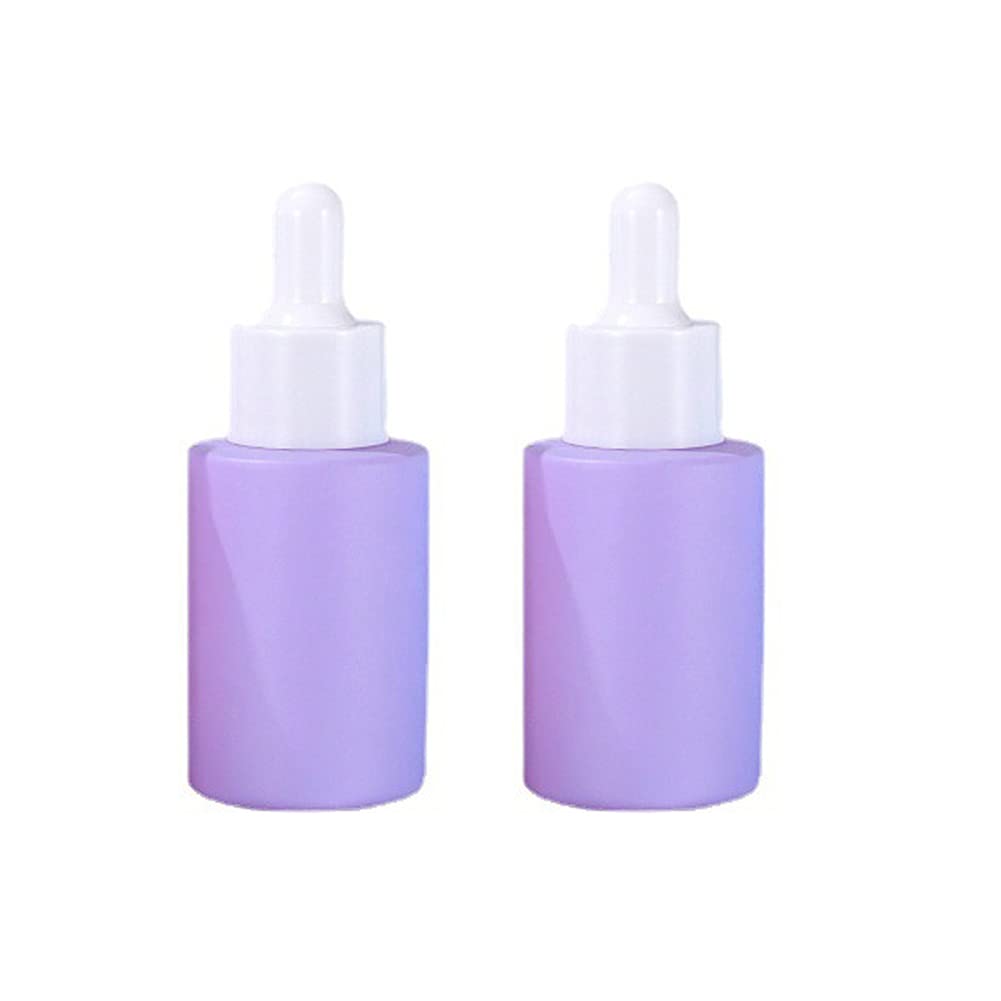 2 Pack Glass Dropper Bottles with White Cap - 10ml Empty Refillable Essential Oil Bottles, Perfume Sample Containers, Cosmetic Travel Bottles with Pipettes - Perfect for DIY Aromatherapy, Skincare & Travel (Purple)