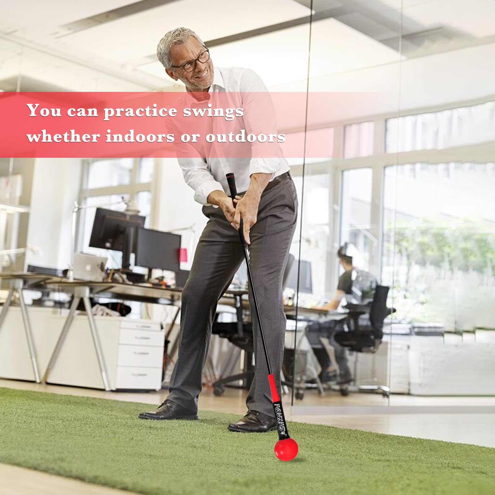 Golf Swing Trainer - Improve Strength, Tempo & Balance | Indoor & Outdoor Golf Practice Aid | Warm-Up Stick for Chipping & Hitting | Perfect for Driving Range & Backyard Training