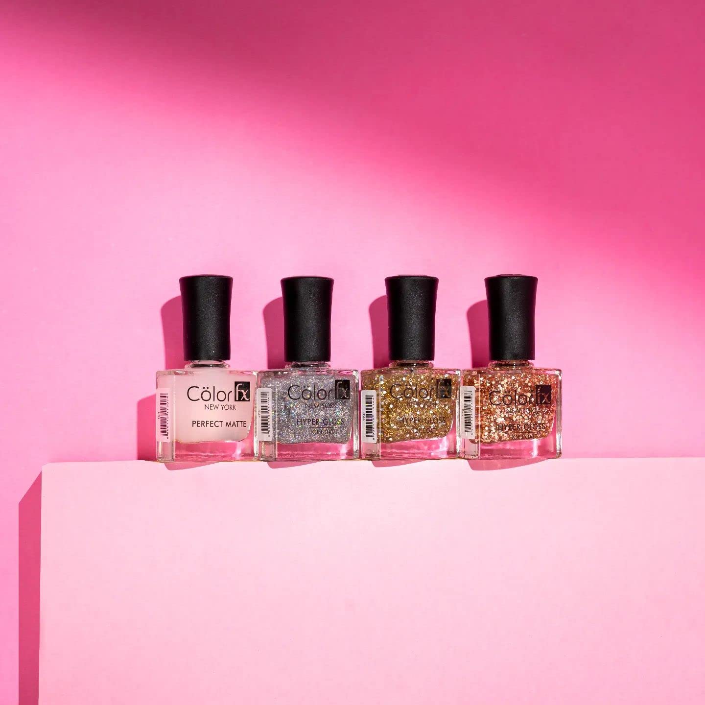 Color Fx New York Hyper-Gloss Top Coat - Non UV Gel Nail Polish for Women | Transparent & Gold Glitter Finish | 21 Toxin-Free, Long-Lasting Clear Nail Paint (9ml) | Perfect for Manicures, Pedicures & Nail Art