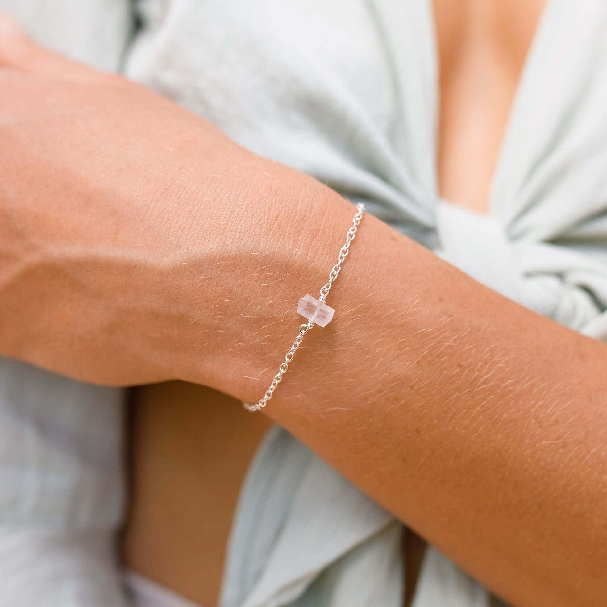 Rose Quartz Double Terminated Mini Crystal Point Bracelet - Healing Stone Jewelry for Women, Natural Gemstone Bracelet for Stress Relief & Positive Energy - Perfect for Meditation, Yoga & Spiritual Gifts