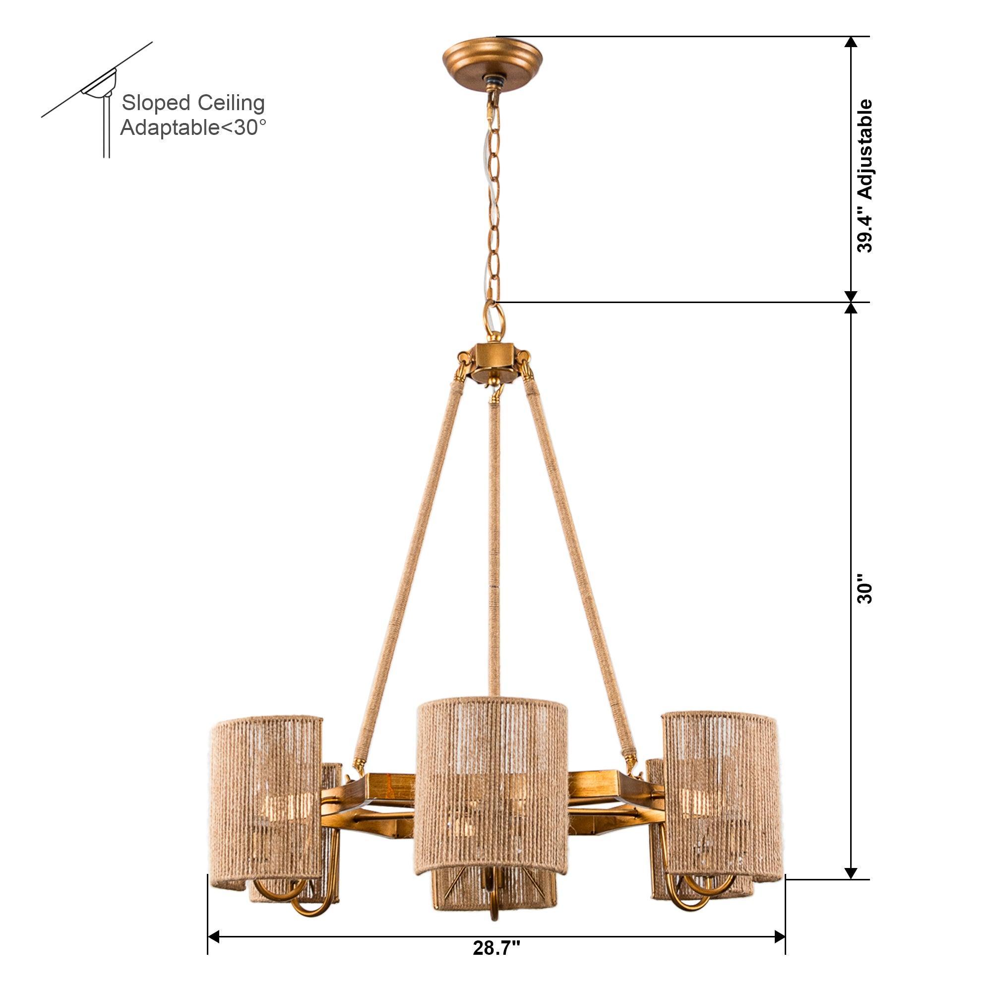 6-Light Farmhouse Style Bedroom Pendant Lighting Fixture - Rustic Chandelier for Master Bedroom, Living Room & Dining Room Decor
