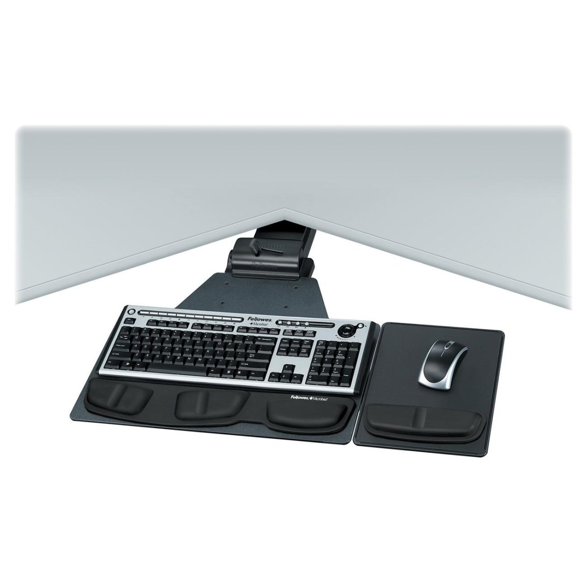 Fellowes Professional Series Corner Executive Keyboard Tray - Ergonomic Adjustable Under Desk Keyboard Drawer for Office & Home Workspace (Model FEL8035901) - Perfect for Computer Desks, Standing Desks & Home Office Setups