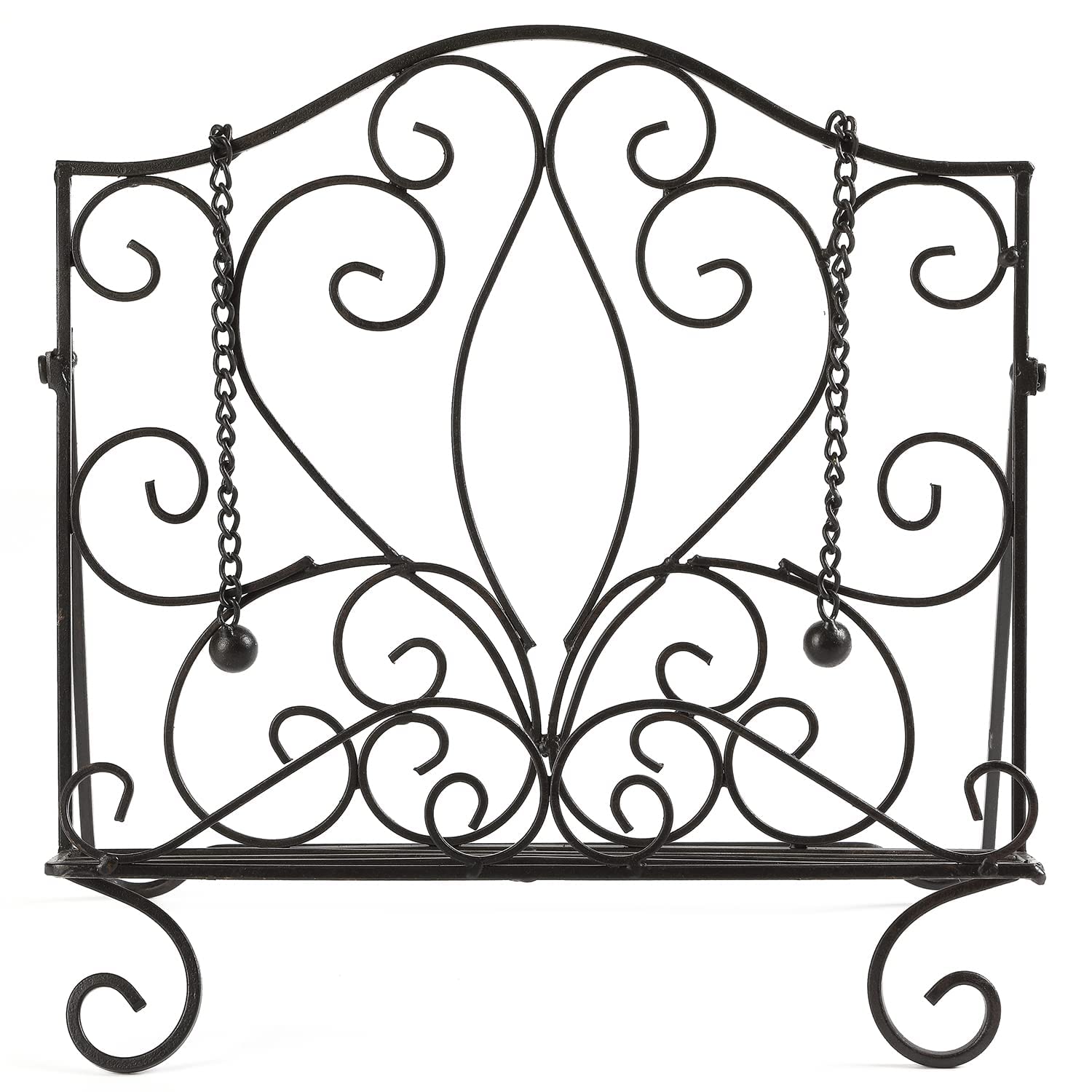 Vintage Metal Cookbook Holder with Scrollwork Design - Sturdy Recipe Book Stand for Kitchen, Baking, Cooking & Reading - Perfect Gift for Chefs & Home Cooks