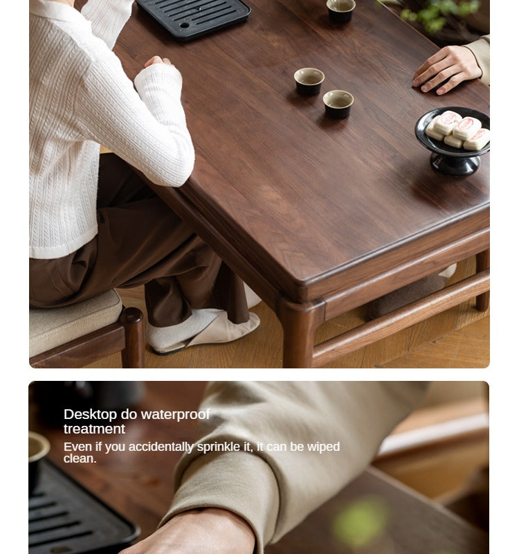 Premium Black Walnut Solid Wood Tea Table - Handcrafted Rustic Coffee Table for Living Room, Perfect for Tea Ceremony, Reading Nook & Cozy Home Decor