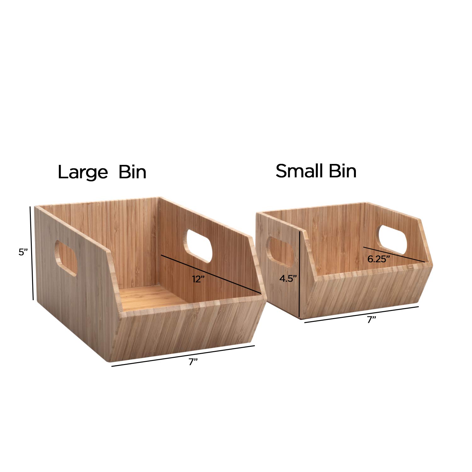 Bamboo Storage Bins 2-Pack - Stackable Bathroom Organizer for Towels, Toilet Paper & Hair Accessories - Cabinet & Vanity Storage Solution