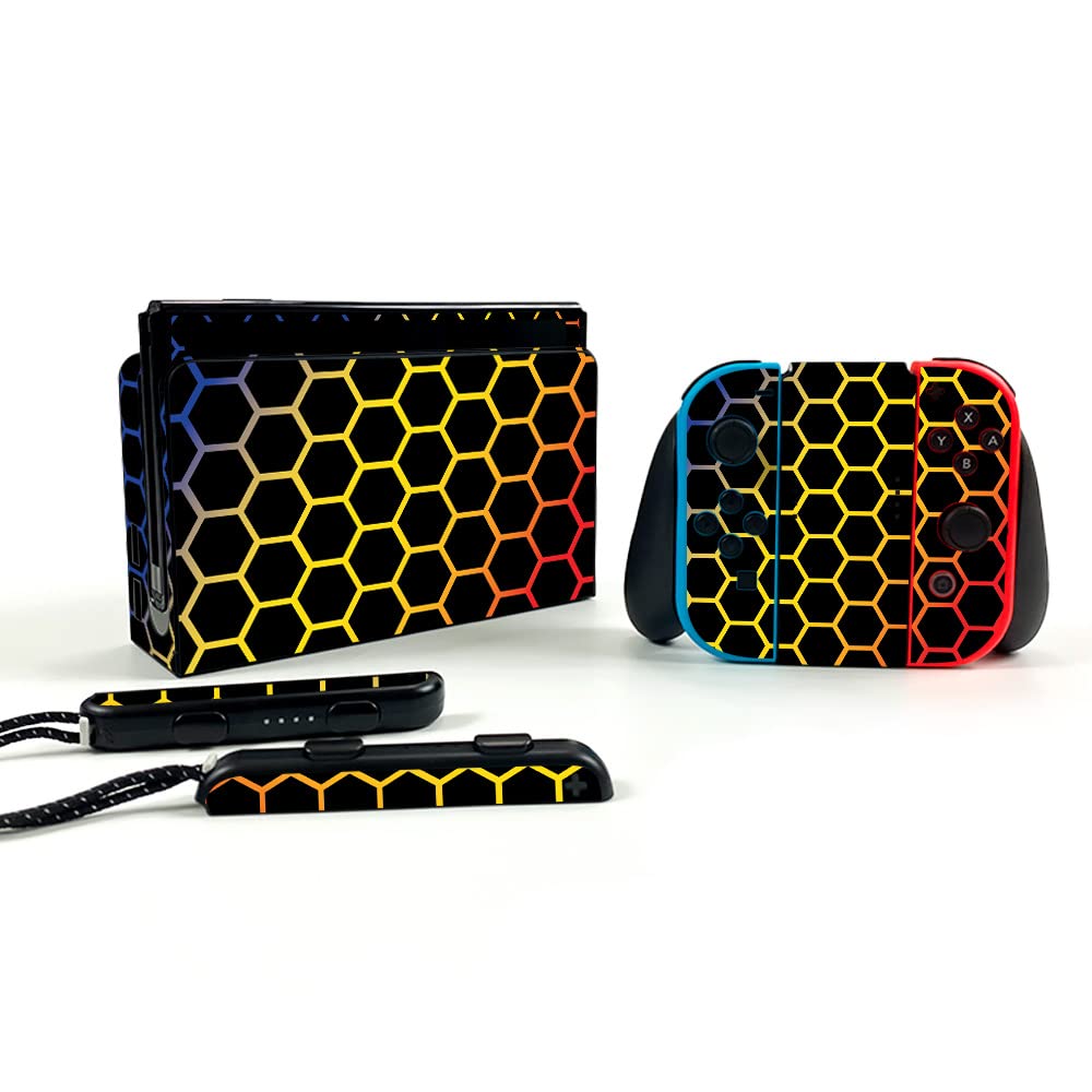 MightySkins Nintendo Switch OLED Skin - Honeycomb Design | Protective Vinyl Decal Wrap Cover | Durable & Easy to Apply | Made in USA | Perfect for Gaming, Travel & Personalization