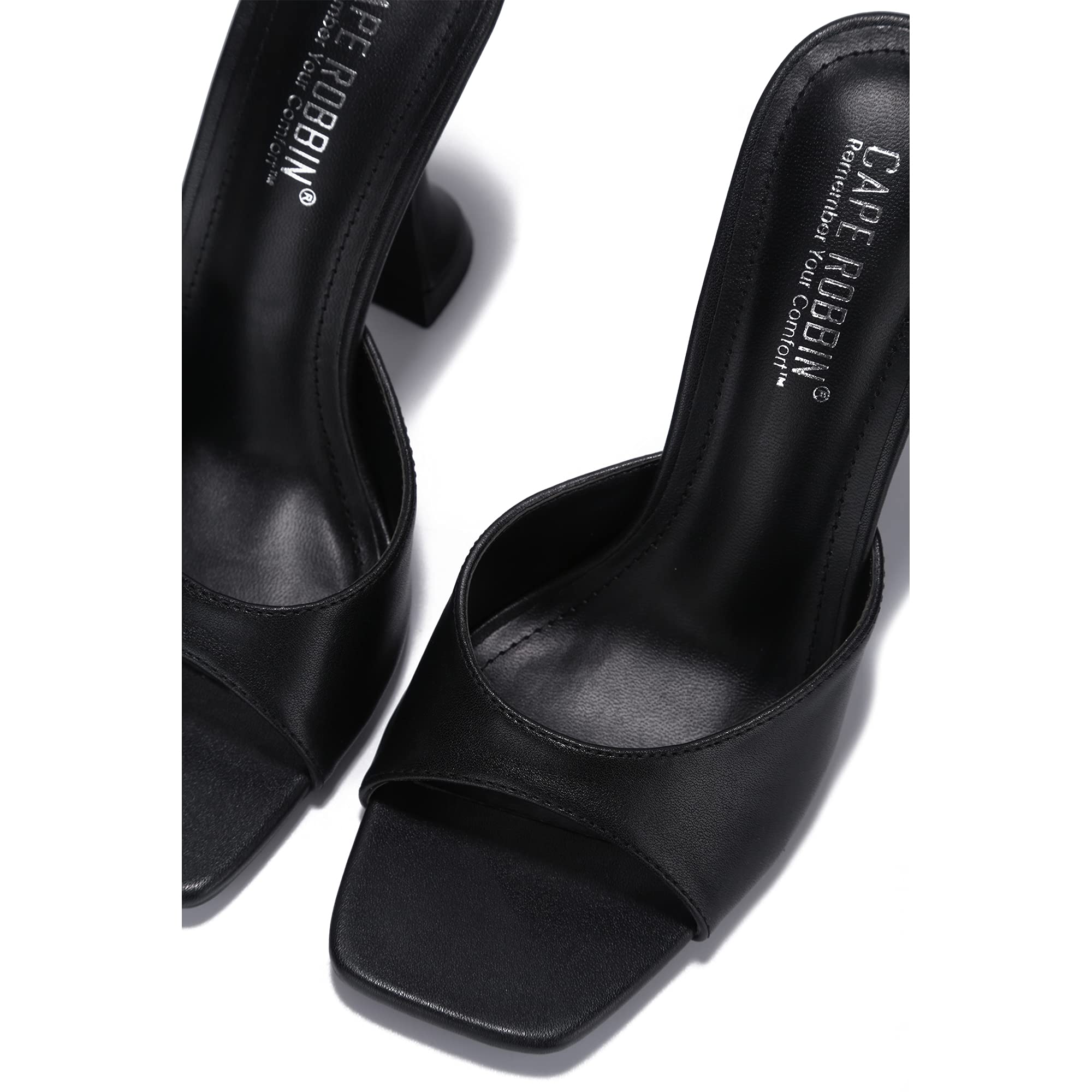Cape Robbin Women's Sexy Square Open Toe High Heels - Elegant Dress Pumps for Party, Wedding & Evening Events