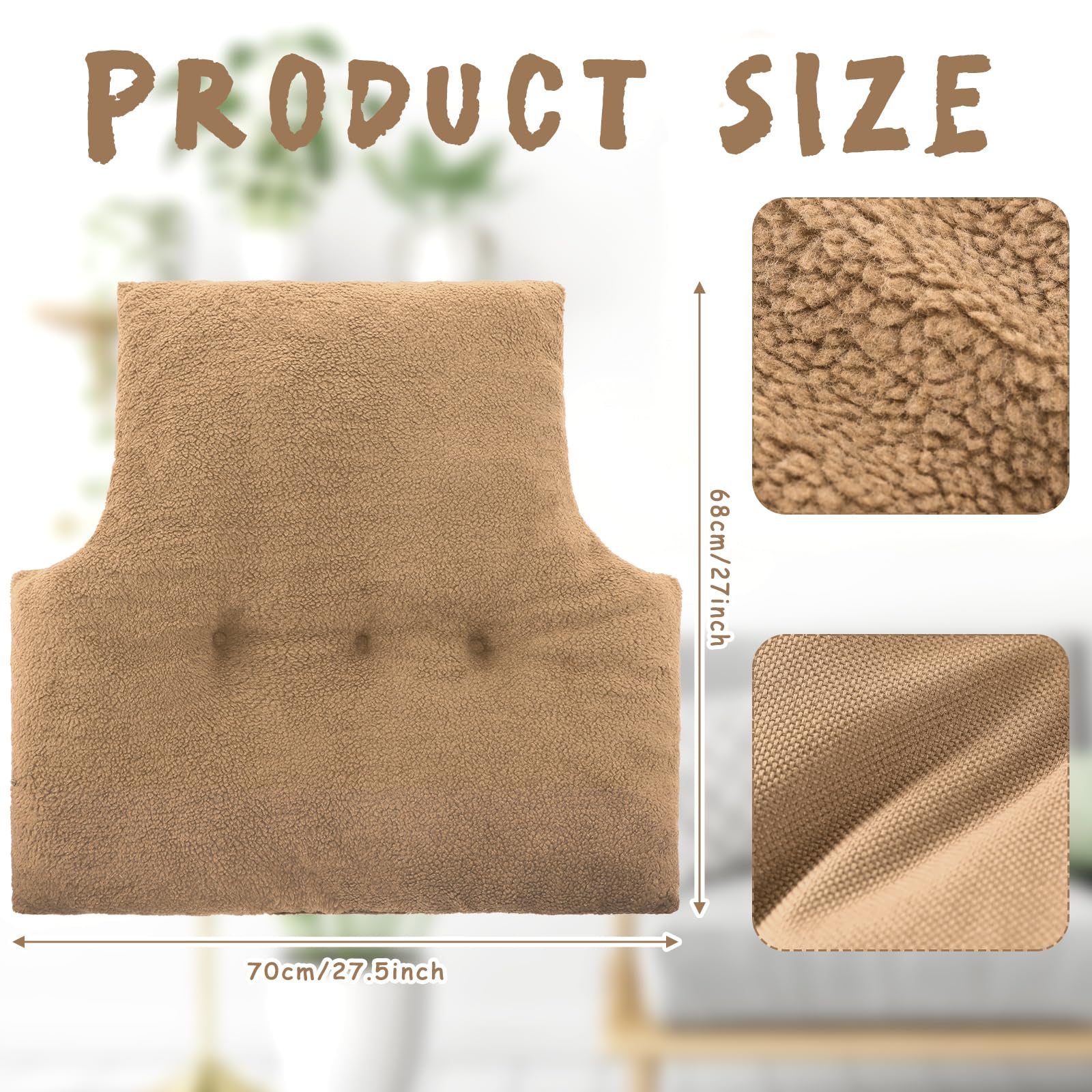 Weysat Orthopedic Lumbar Support Pillow for Recliners & Office Chairs - Memory Foam Back Cushion with Fleece Cover for Lower Back Pain Relief - Perfect for Reading, Working, or Relaxing on Sofa, Couch & Recliner (Light Tan)
