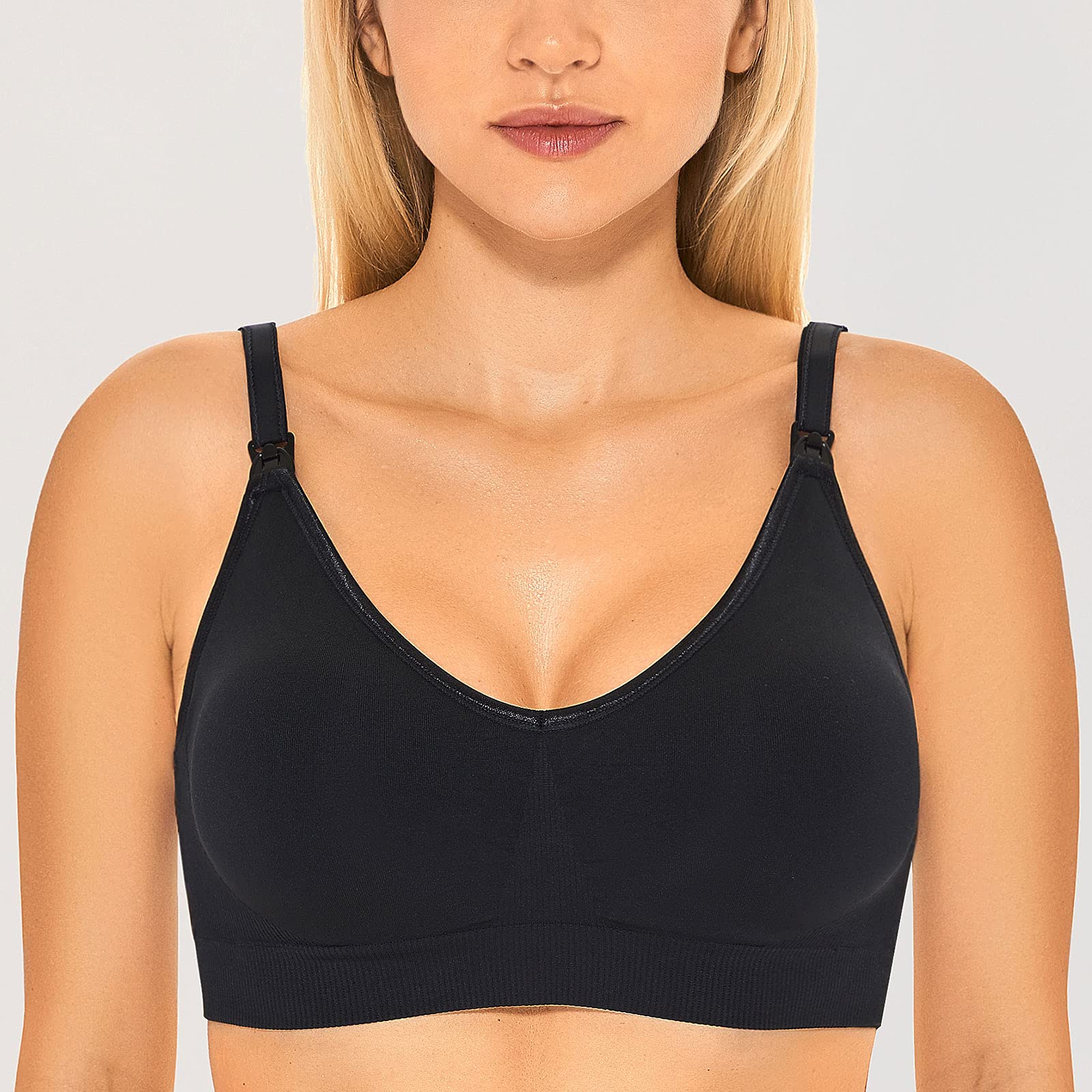 Gratlin Women's Seamless Maternity Nursing Sleep Bra - Wireless Breastfeeding Bra with Removable Pads & Support - Comfortable for Pregnancy, Nursing & Nighttime Wear