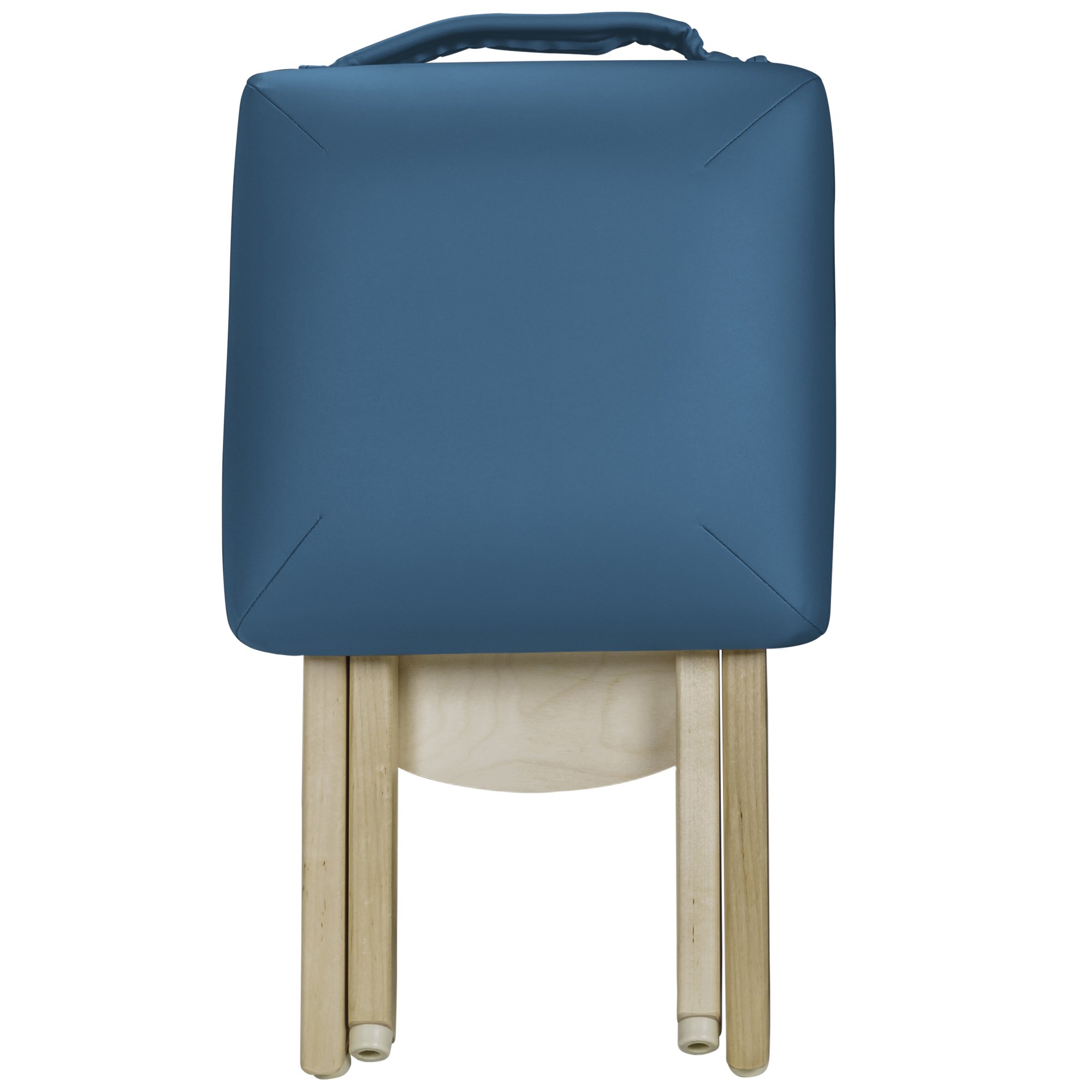 EARTHLITE Wooden Folding Stool - Premium Hardwood Maple, CFC-Free, Adjustable Height Massage Table Chair for Spa, Salon & Home Use - Mystic Blue, 19 Inch - Perfect for Facial Treatments, Therapy Sessions & Compact Storage
