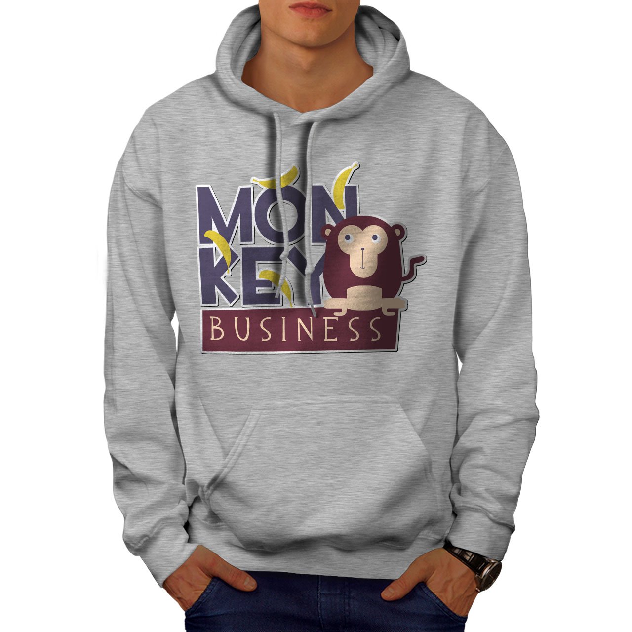 Funny Monkey Business Men's Hoodie - Go Hooded Sweatshirt for Casual Wear | Perfect for Gifts, Parties & Everyday Comfort